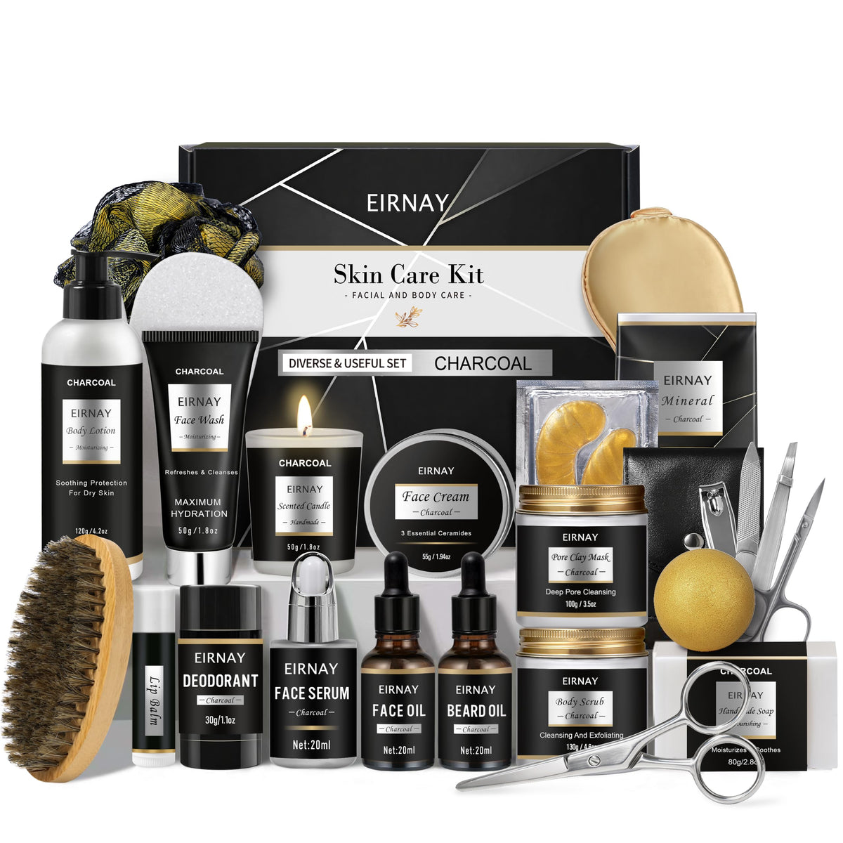 Gifts for Men 21PCS Skin Care Set for Men Charcoal Spa Gift - EIRNAY Official Imagery - 2
