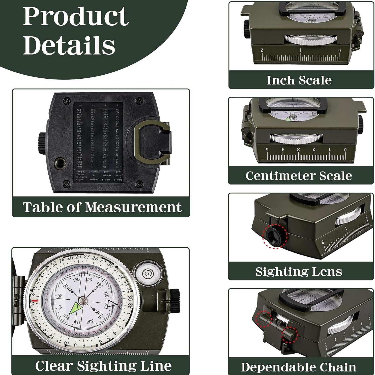 Jewheg hiking compass for survival, waterproof and durable pocket compass with clear directional markings for outdoor navigation.