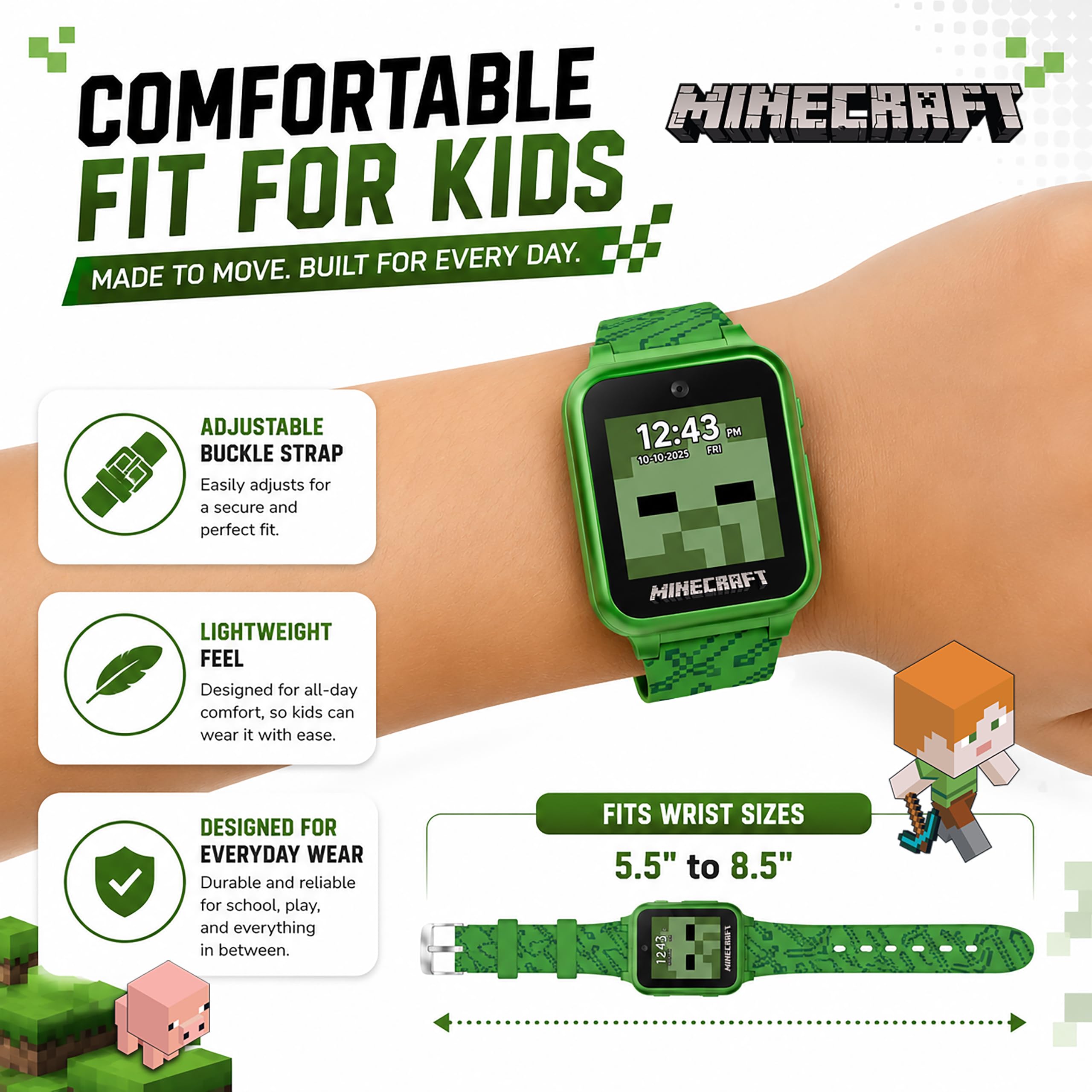 Accutime Minecraft Kids Smart Watch – Touchscreen Interactive Watch wi - View 7