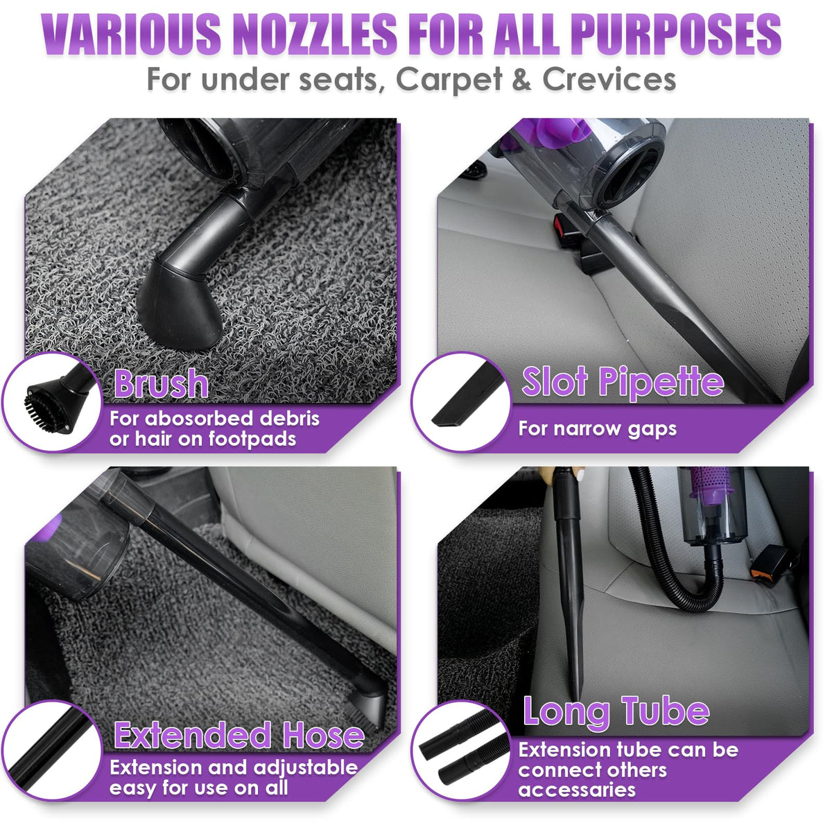 17PCS Car Cleaning Kit Purple Car Interior Detailing Kit - Viewsun Official Imagery - 7
