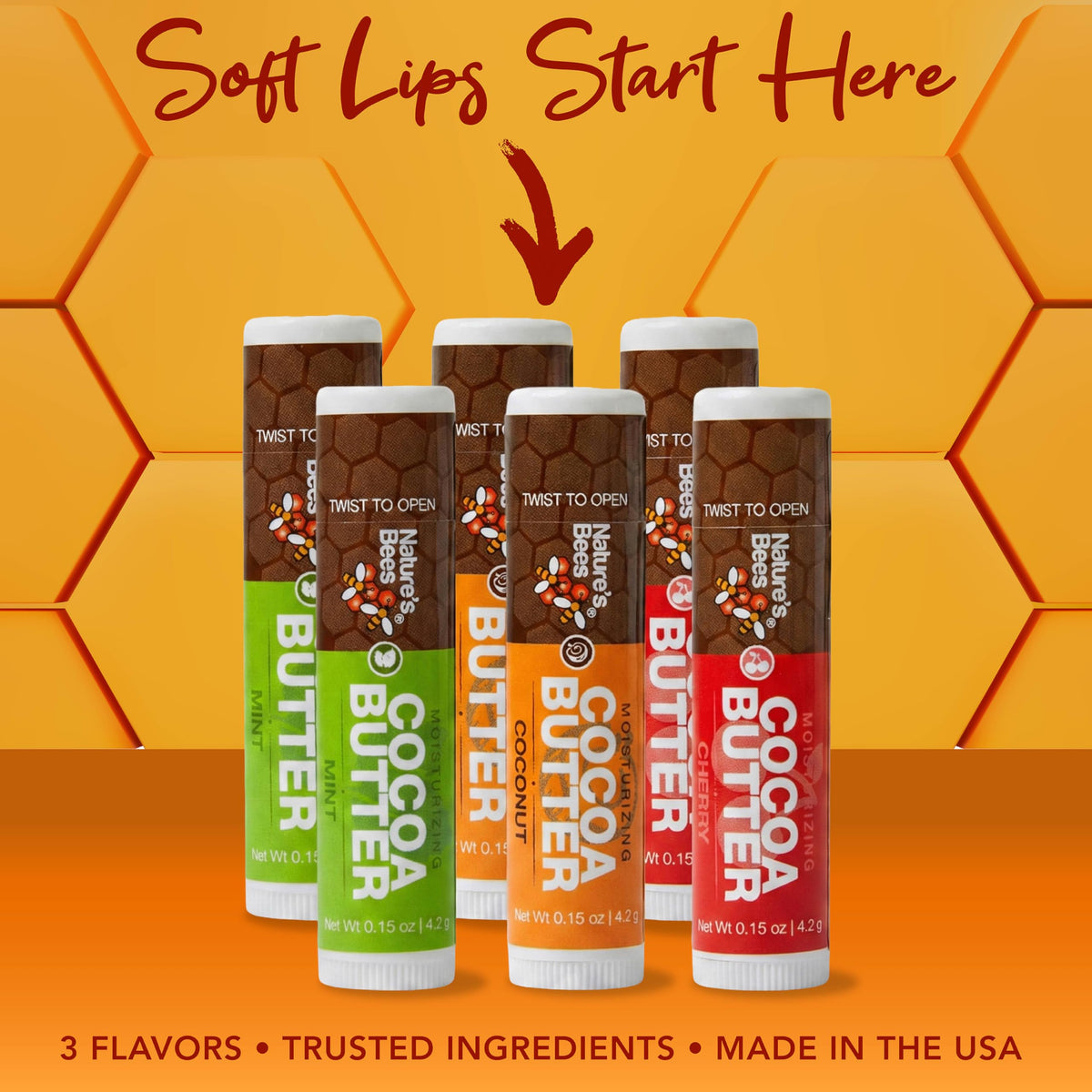 Nature s Bees Cocoa Butter Lip Balm Lip Care for Dry Lips - Nature’s Bees Official Imagery - 3