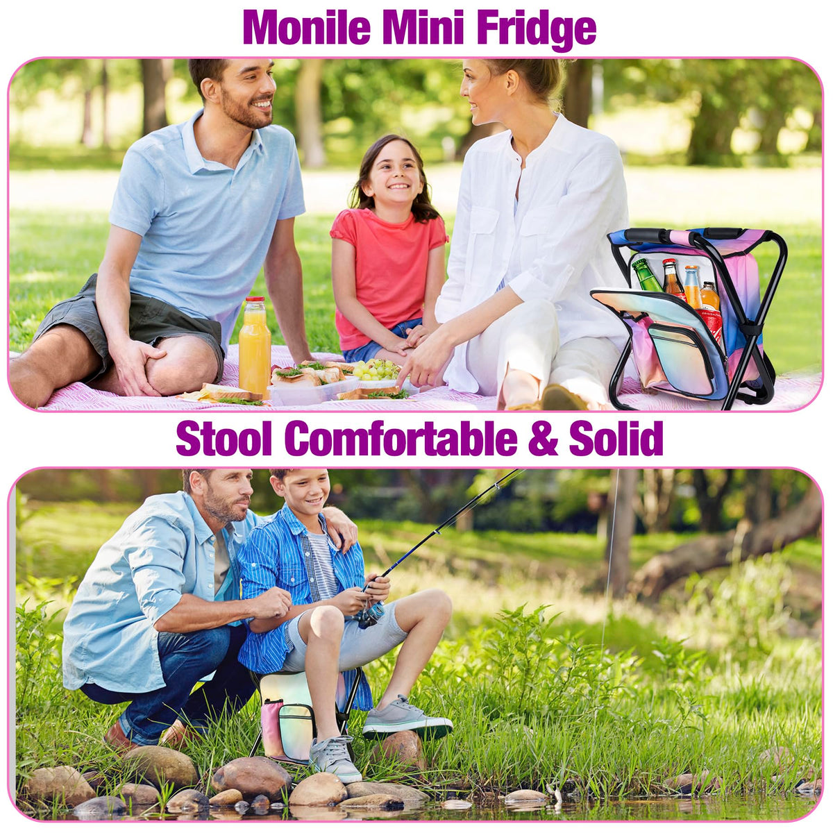 Backpack Stool Cooler Chair Heavy Duty 300 LBS Max Load - Kikerike Official Imagery - 4