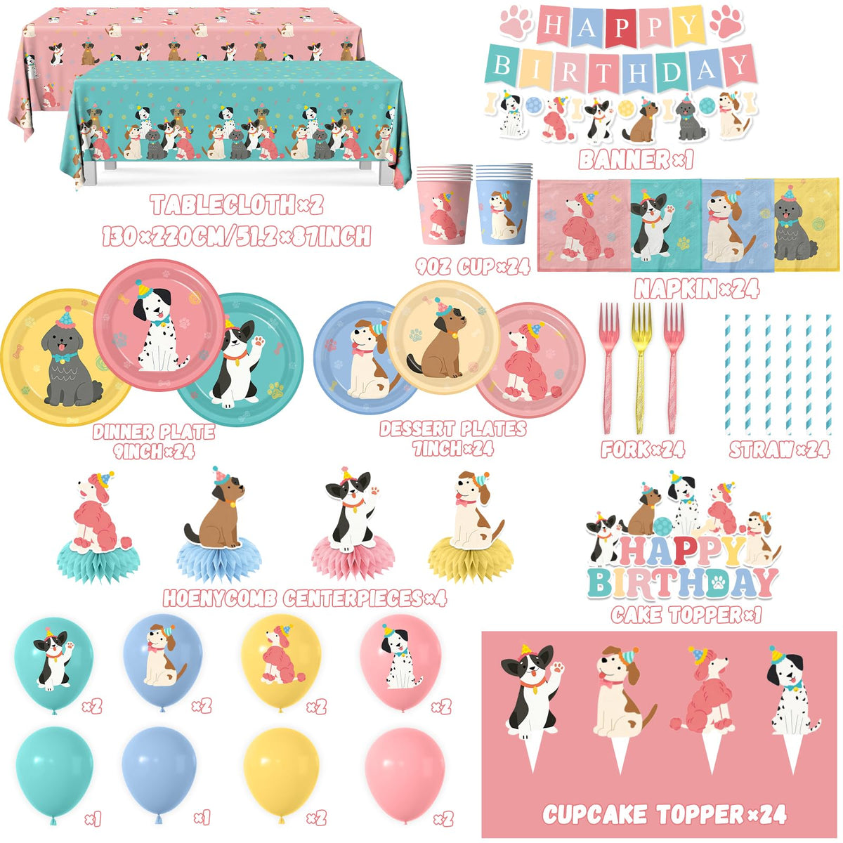 Dog Themed Birthday Party Decorations Puppy Birthday Party - Meuqeaju Official Imagery - 7