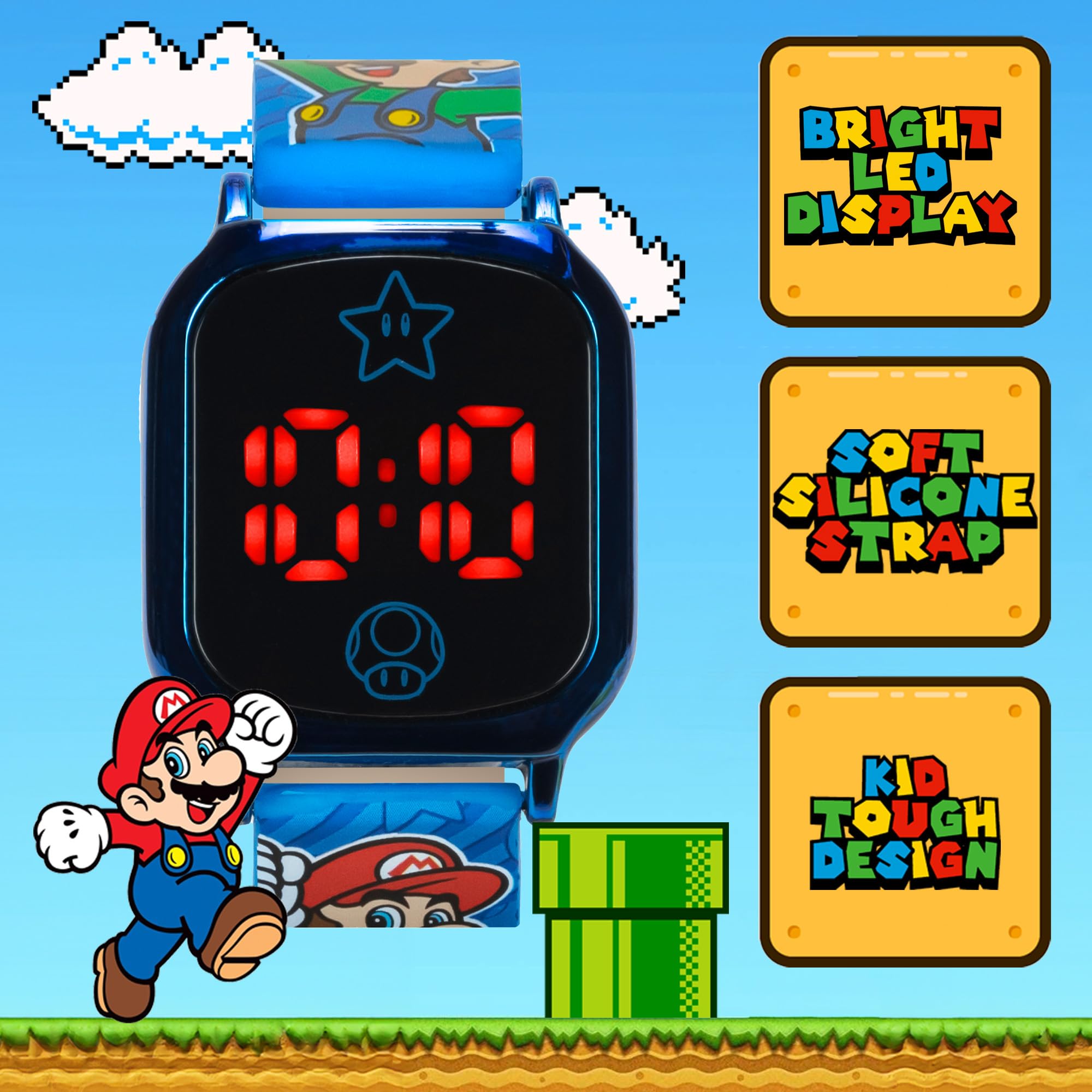 Accutime Super Mario Kids Touch-Activated LED Watch - Digital Time Dis - View 5