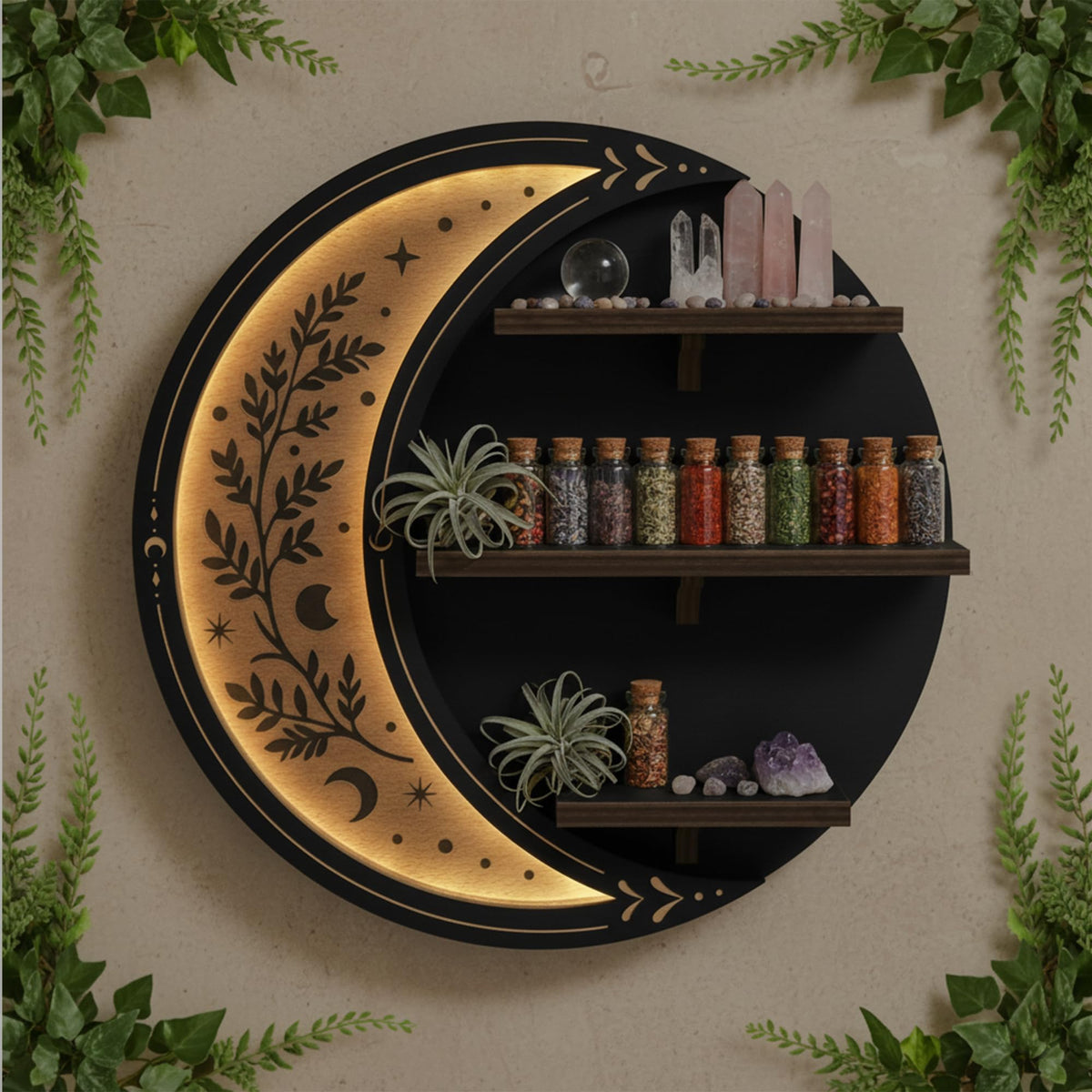 Wall Shelves for Bedroom Moon Shelf with LED Light Whimsical - FNYDOX Official Imagery - 1