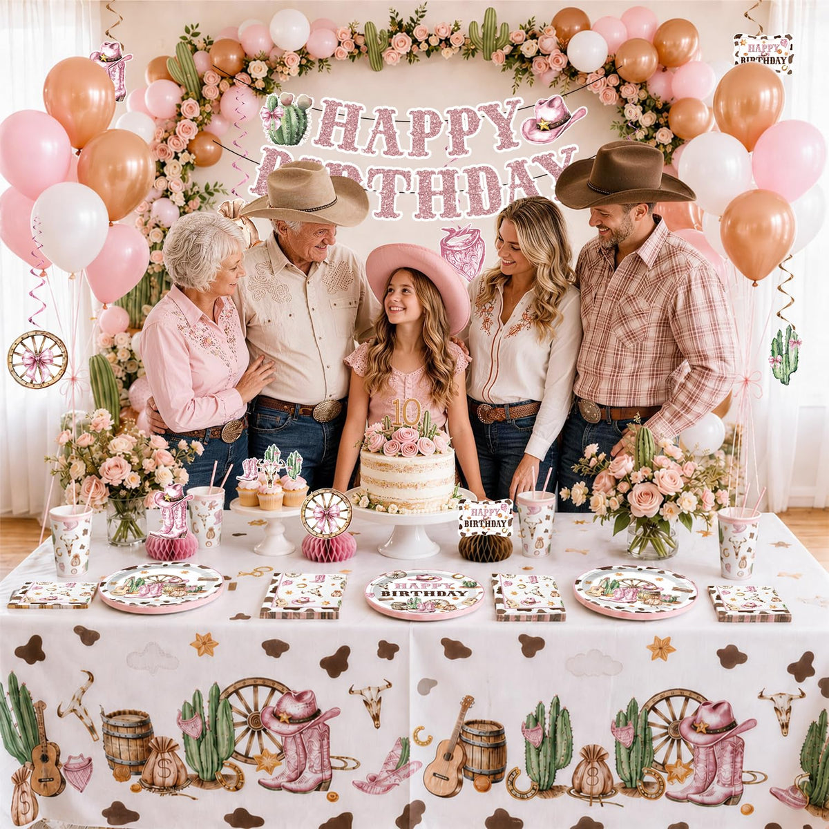 201pcs Western Cowgirl Birthday Party Decorations Tableware - Xynic Official Imagery - 3