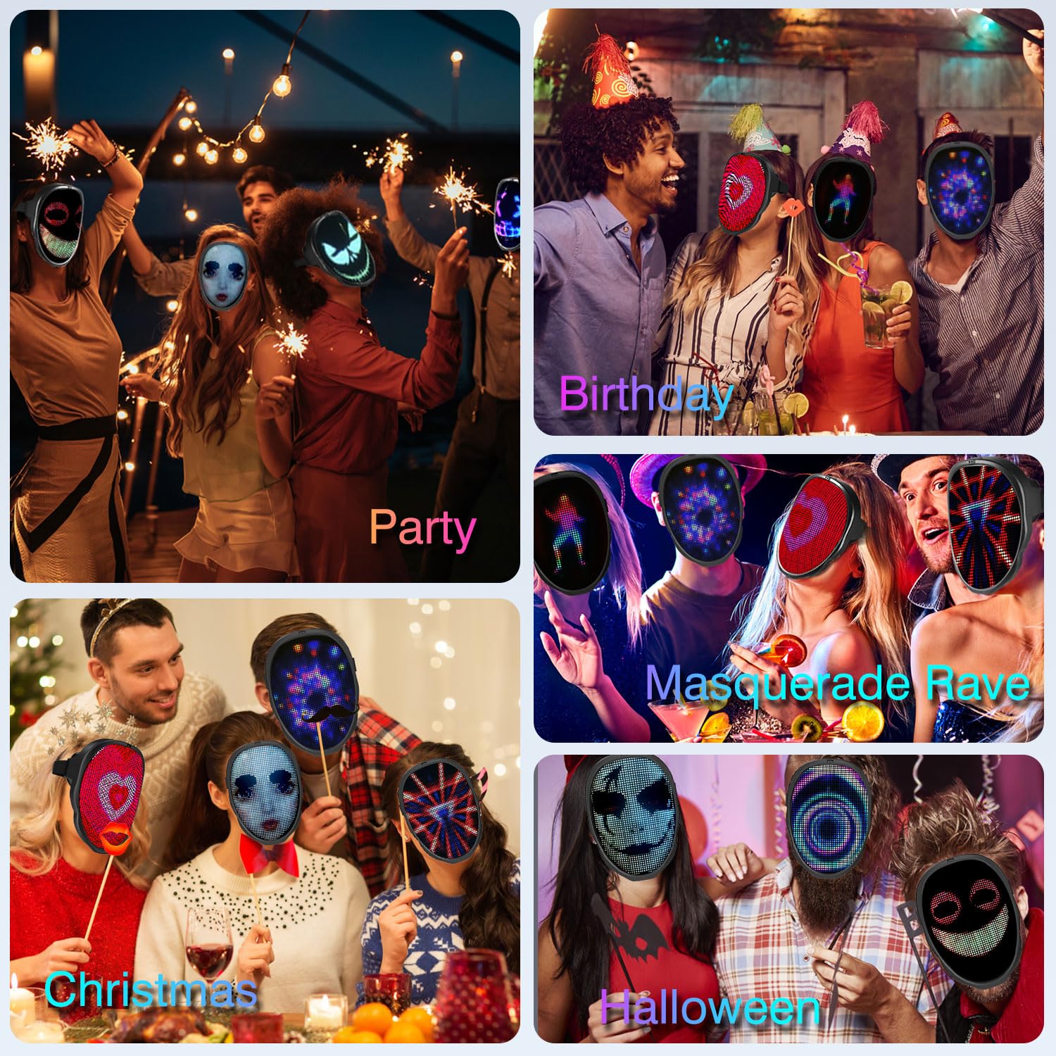 MEGOO Led Mask with Bluetooth Programmable App,Light Up Digital Face Mask - MEGOO Official Product View 9