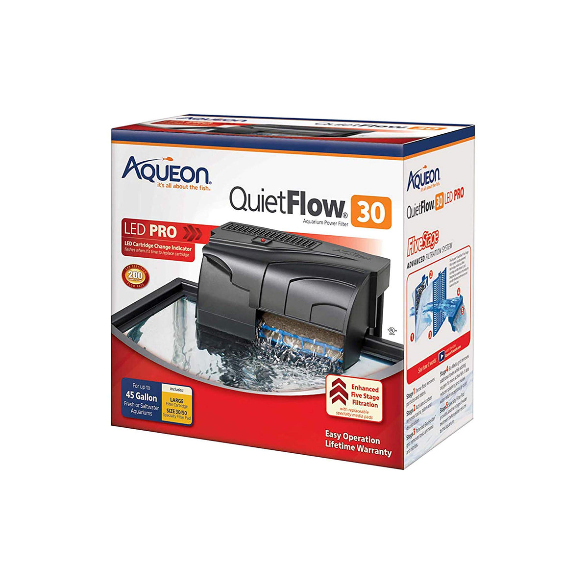 Aqueon QuietFlow 30 LED PRO Aquarium Fish Tank Power Filter - Aqueon Official Imagery - 1