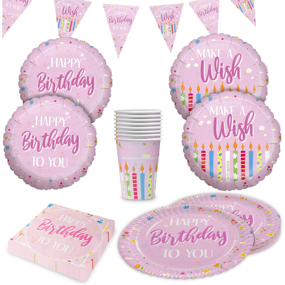 Party Factory Party Set Happy Birthday Pink 41 Piece Party - Party Factory Official Imagery - 2