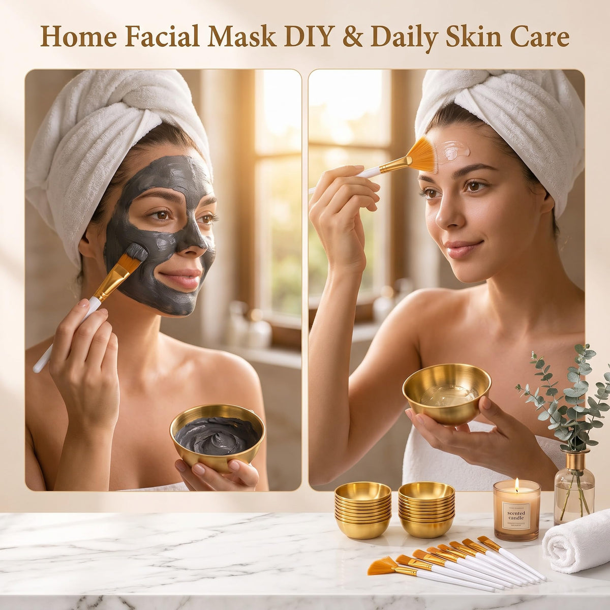 Teenyyou 36pcs Gold Facial Bowls and Facial Brushes for - Teenyyou Official Imagery - 7