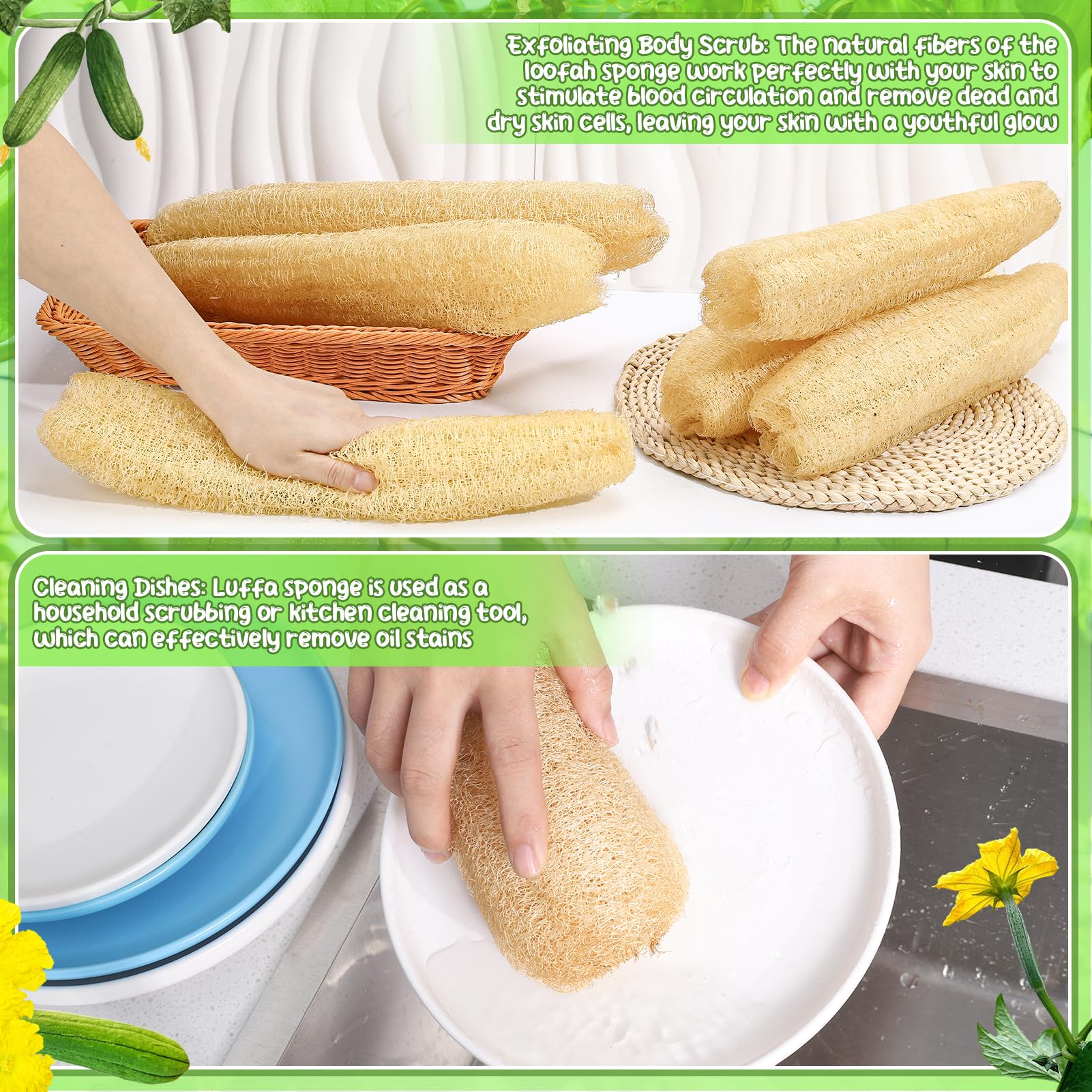 ZhouBoat Natural Loofah Sponge 13.8 - 15.7 Inches Women - ZhouBoat Official Product View 4