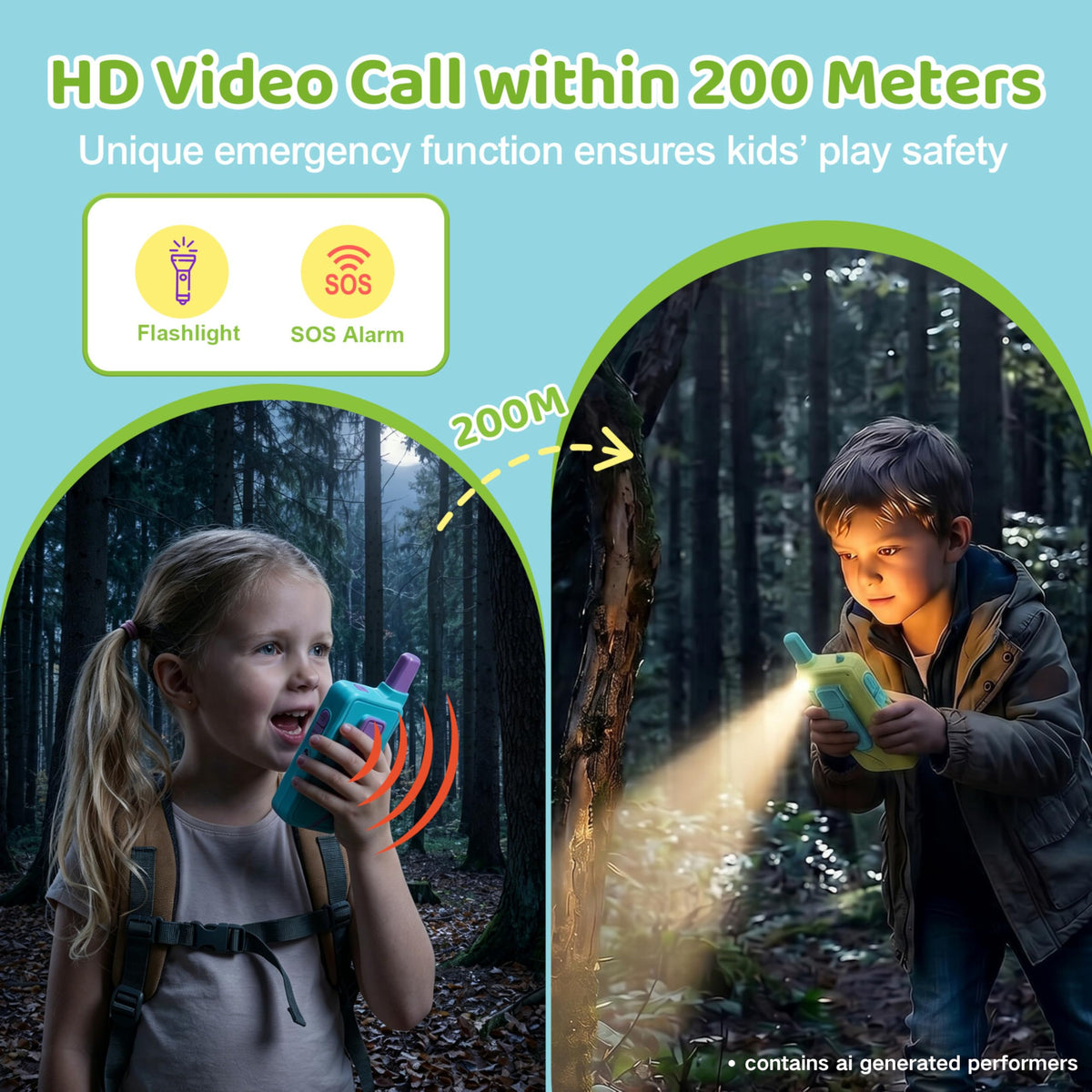 Video Walkie Talkies for Kids Ages 3 12 Camping Outdoor Toys - AISPARKY Official Imagery - 4