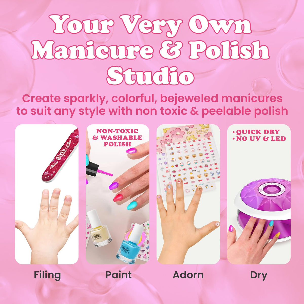 42 PCs Kids Spa Day Kit for Girls Ages 6 12 Waterfall Foot - Bubbly Girlz Official Imagery - 7