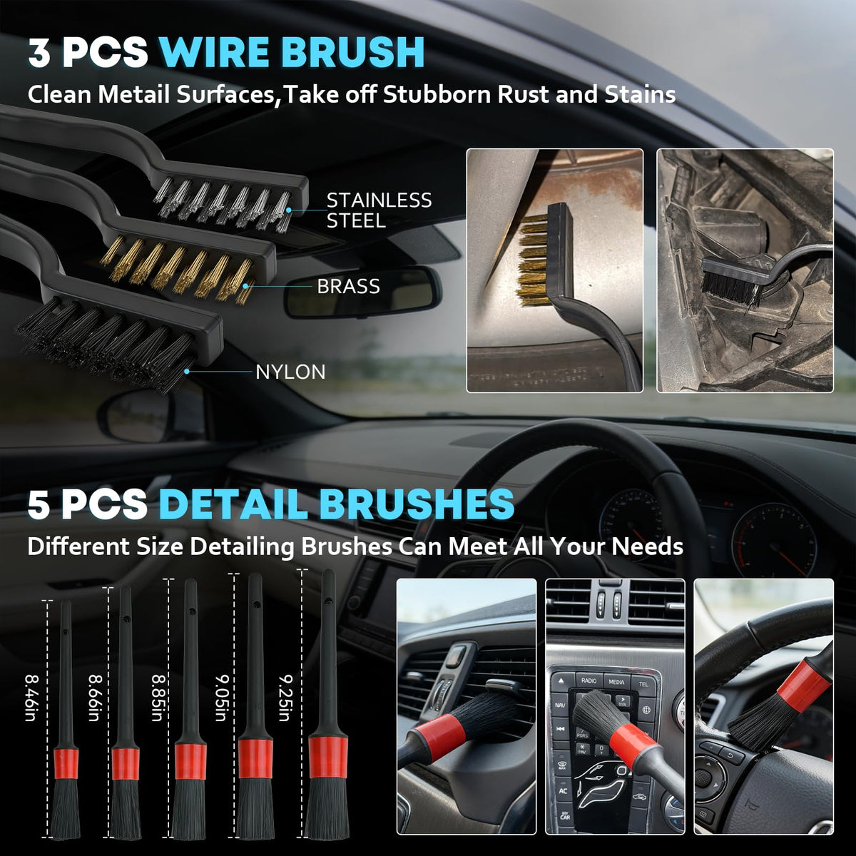 Car Cleaning kit Car Interior Detailing kit with 10000pa Car - VCANENERGY Official Imagery - 7