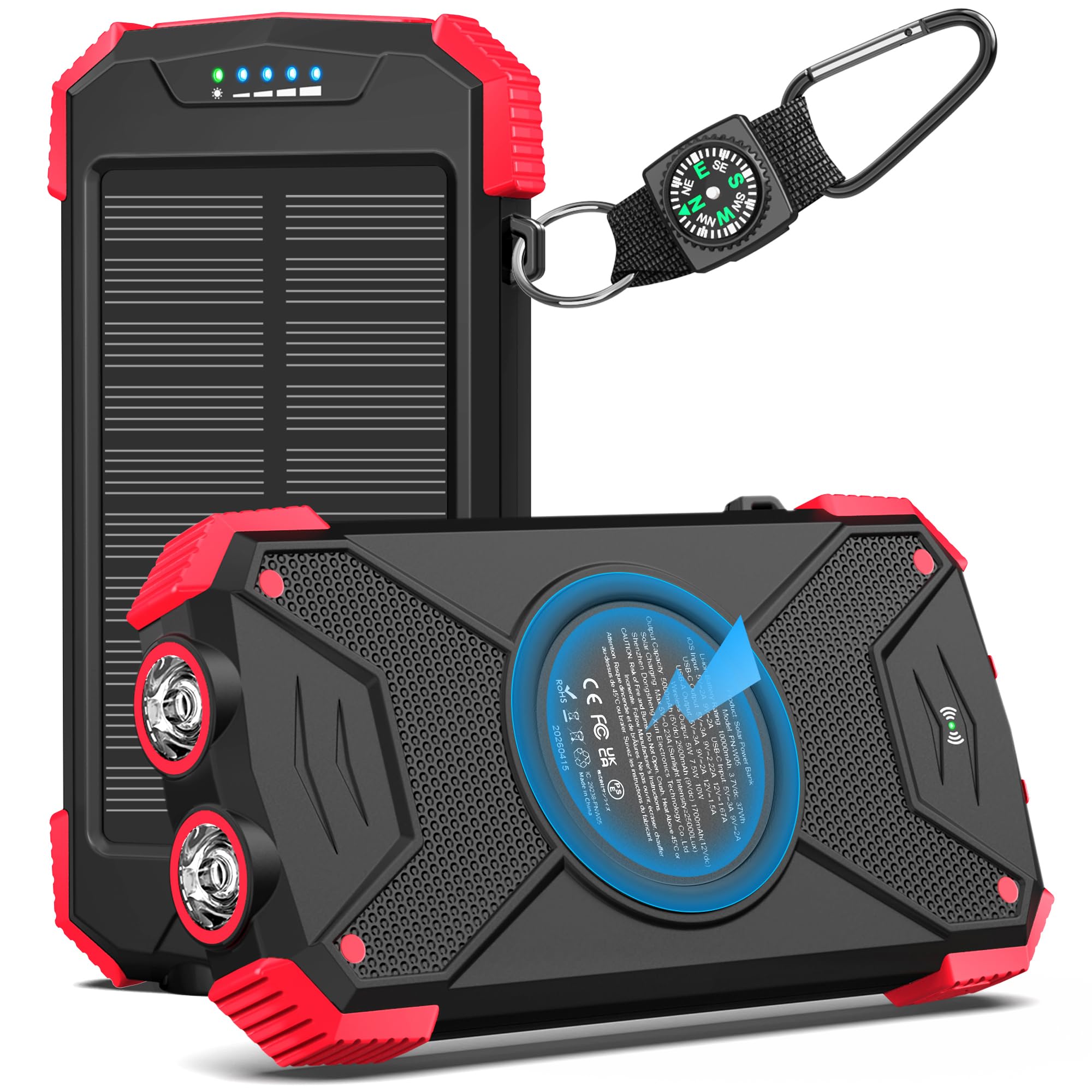 BLAVOR Solar Power Bank 10,000mAh Portable Wireless Charger for C by BLAVOR - Angle View 9