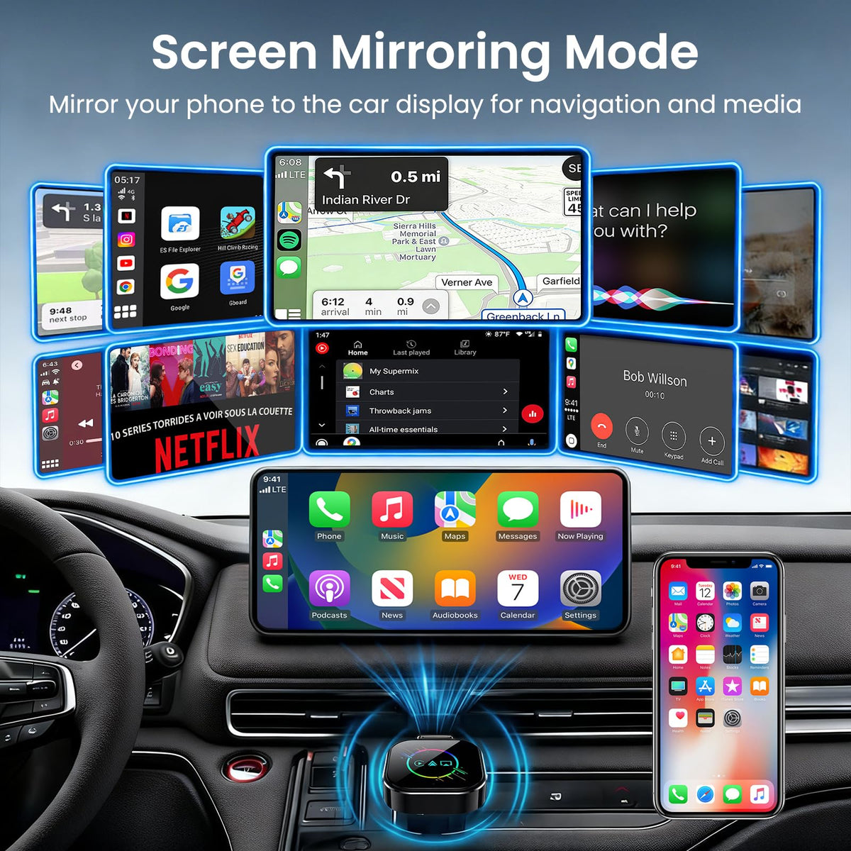 ELECROW 4 in 1 Wireless CarPlay Adapter for iPhone Android - ELECROW Official Imagery - 5