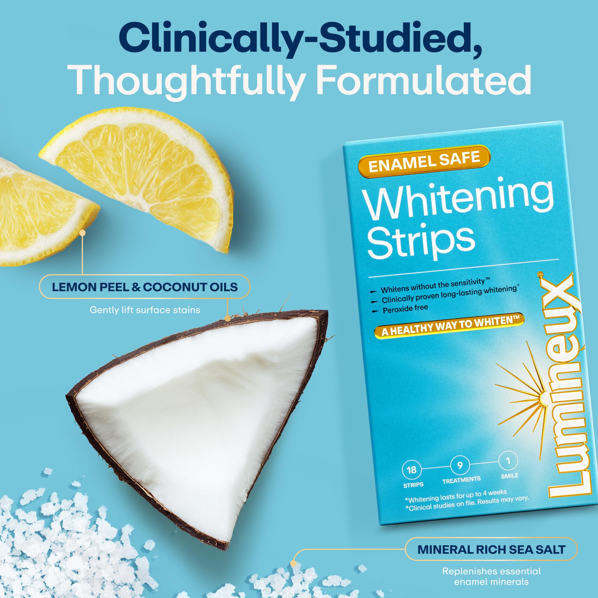 Lumineux Teeth Whitening Strips, Peroxide Free, 9 Treatments (1 Month) - Lumineux Official Product View 5