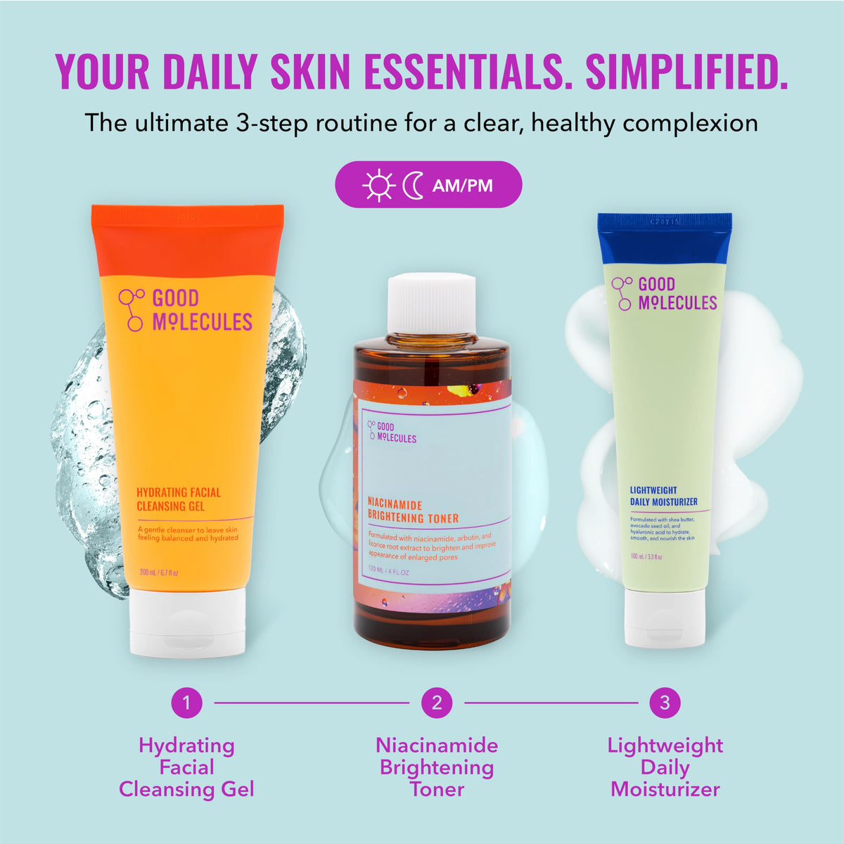 Good Molecules Cleanse Tone Moisturize Skincare Set - Good Molecules Official Imagery - 3