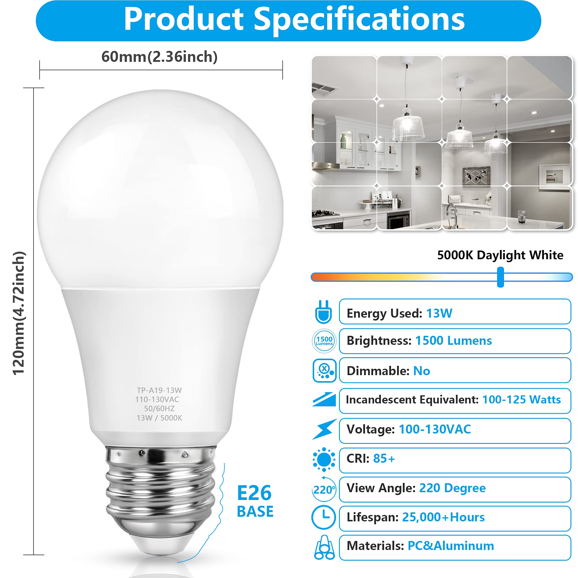 MAXvolador A19 LED Light Bulbs, 100 Watt Equivalent LED Bulbs, Da - MAXvolador Official Product View 6