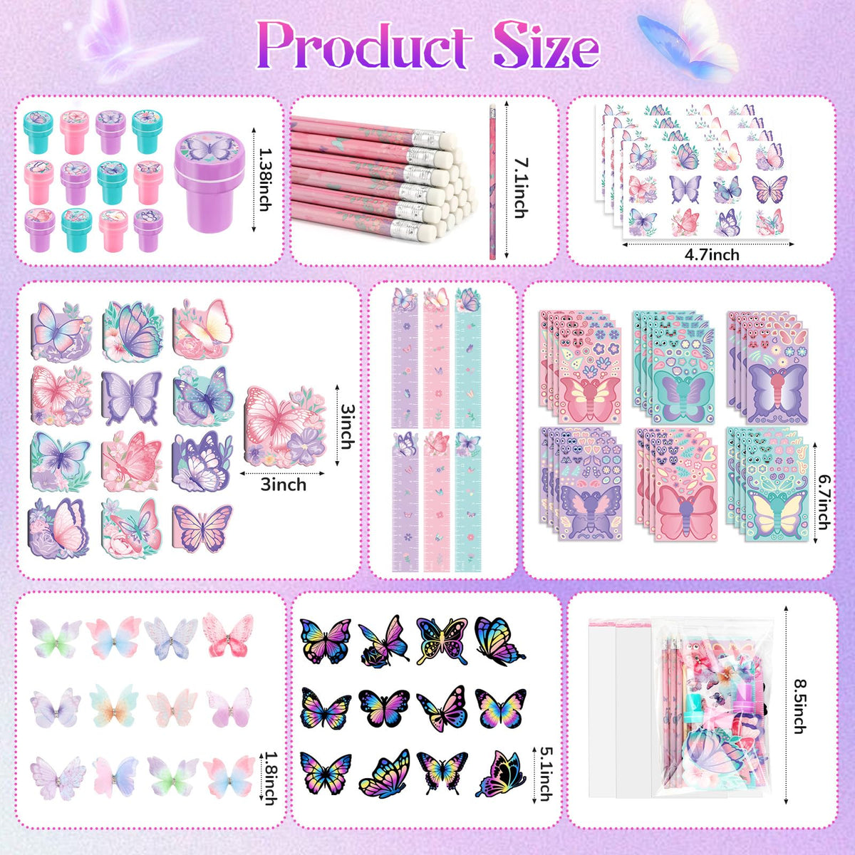 BenLouis 108Pcs Butterfly Stationery Set Party Favors for - BenLouis Official Imagery - 5
