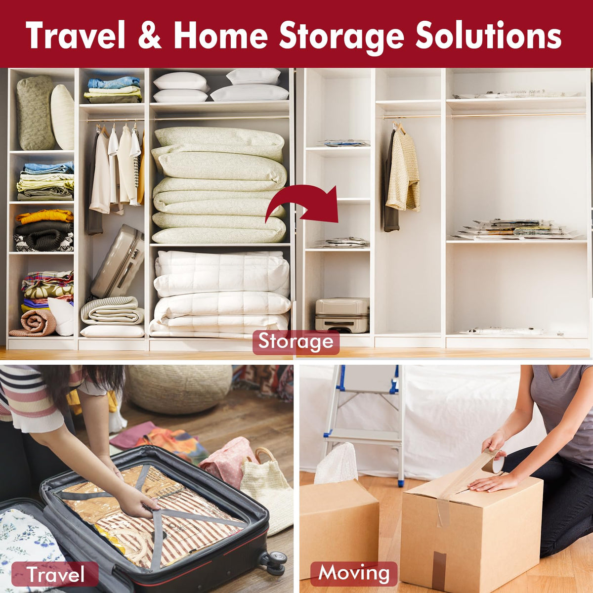 Vacuum Seal Bags for Clothing Travel Home Storage travel - MEIQIHOME Official Imagery - 4