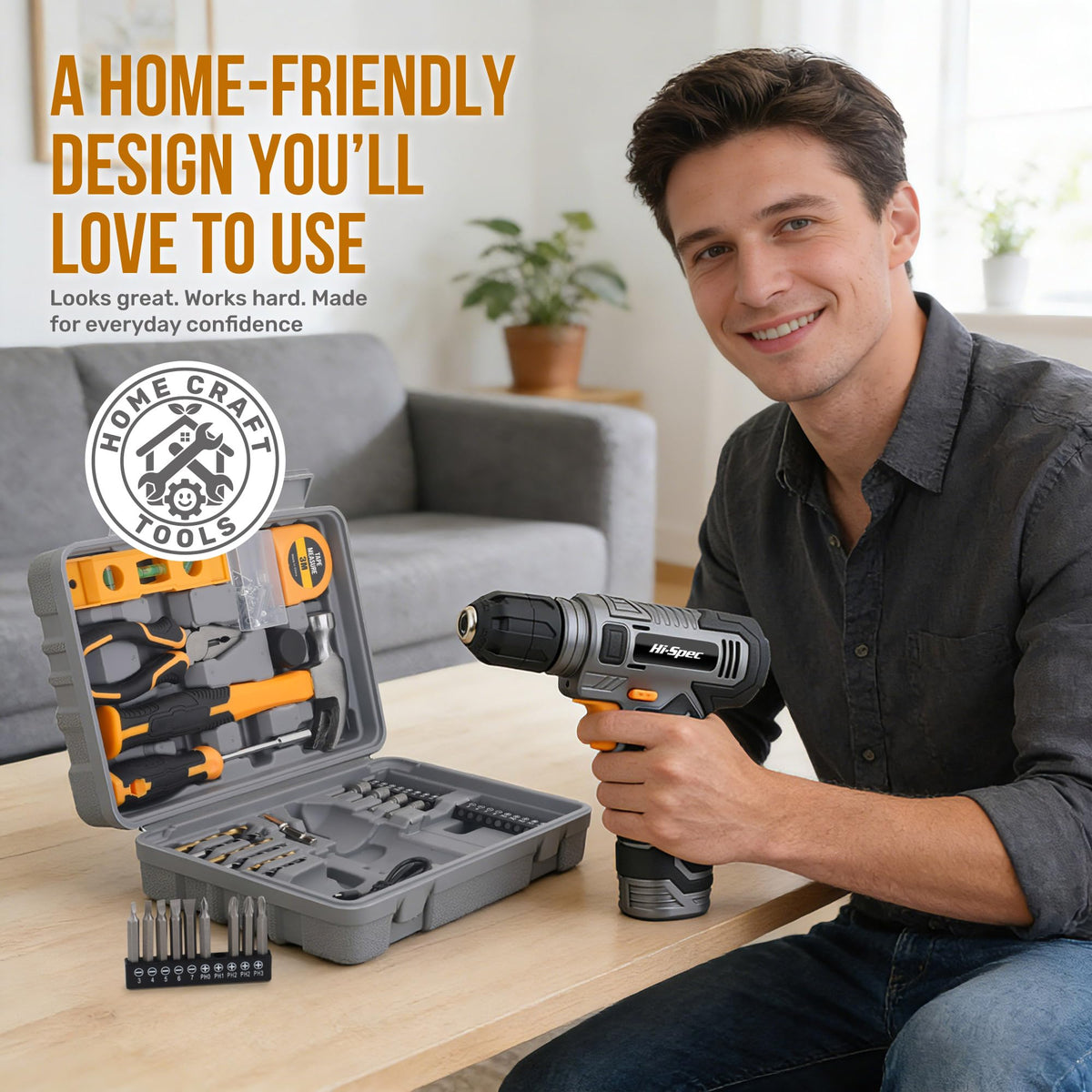 Hi Spec 8V Cordless Drill Set Household Tool Kit - Hi-Spec Official Imagery - 8