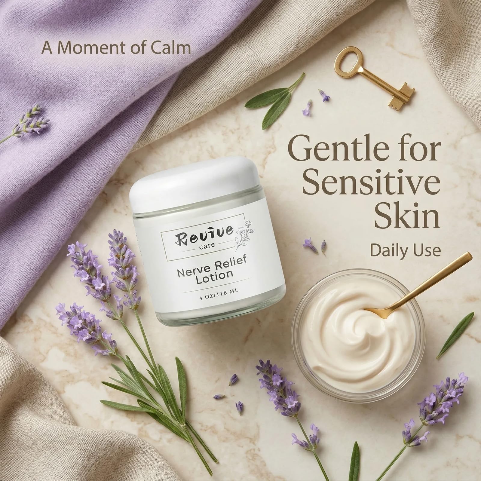 REVIVE CARE Nerve Relief Lotion with Magnesium, Menthol & Arnica – Fast Absorbing Non-Greasy Lotion for Hands, Feet, Back, Neck & Knees – Soothing Comfort Moisturizer (1)