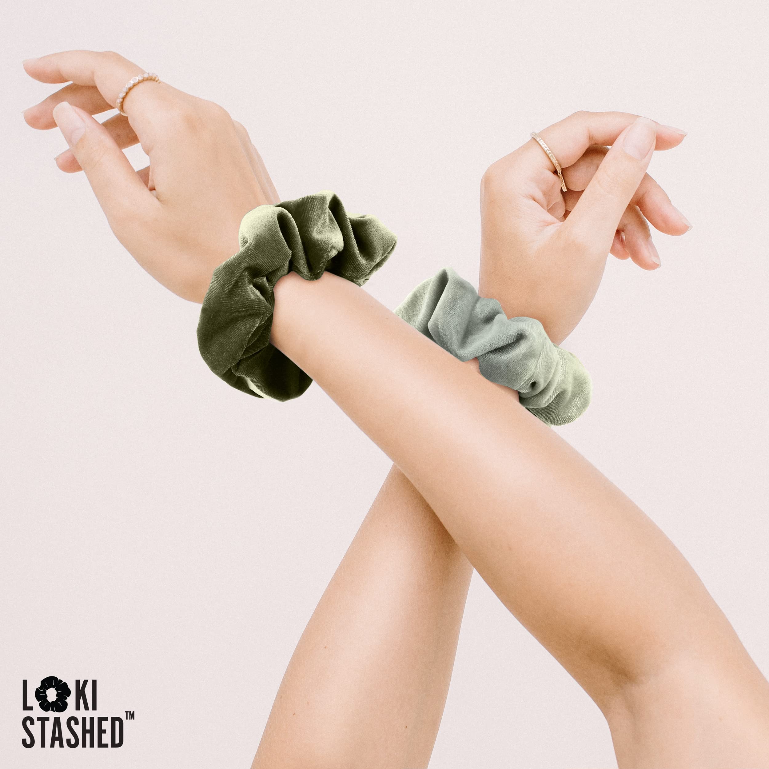 LOKISTASHED 3-PACK Velvet Hair Tie Scrunchies for VSCO Girls & Women, - View 8