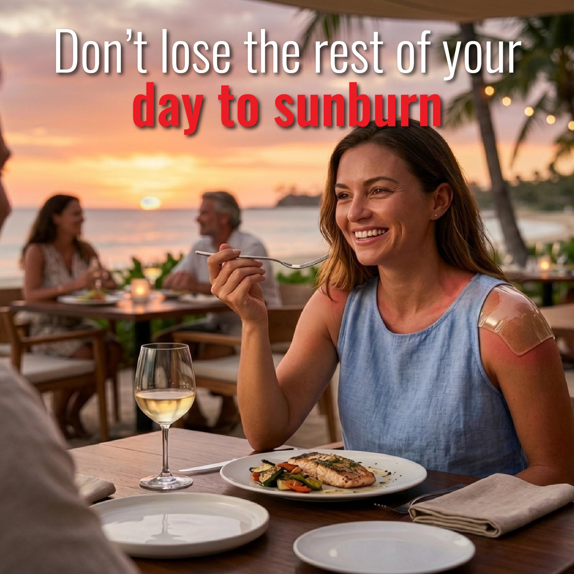 TermaBurn wearable aloe hydrogel wrap for sunburn relief, soft gel sheet with soothing aloe for skin cooling and healing.