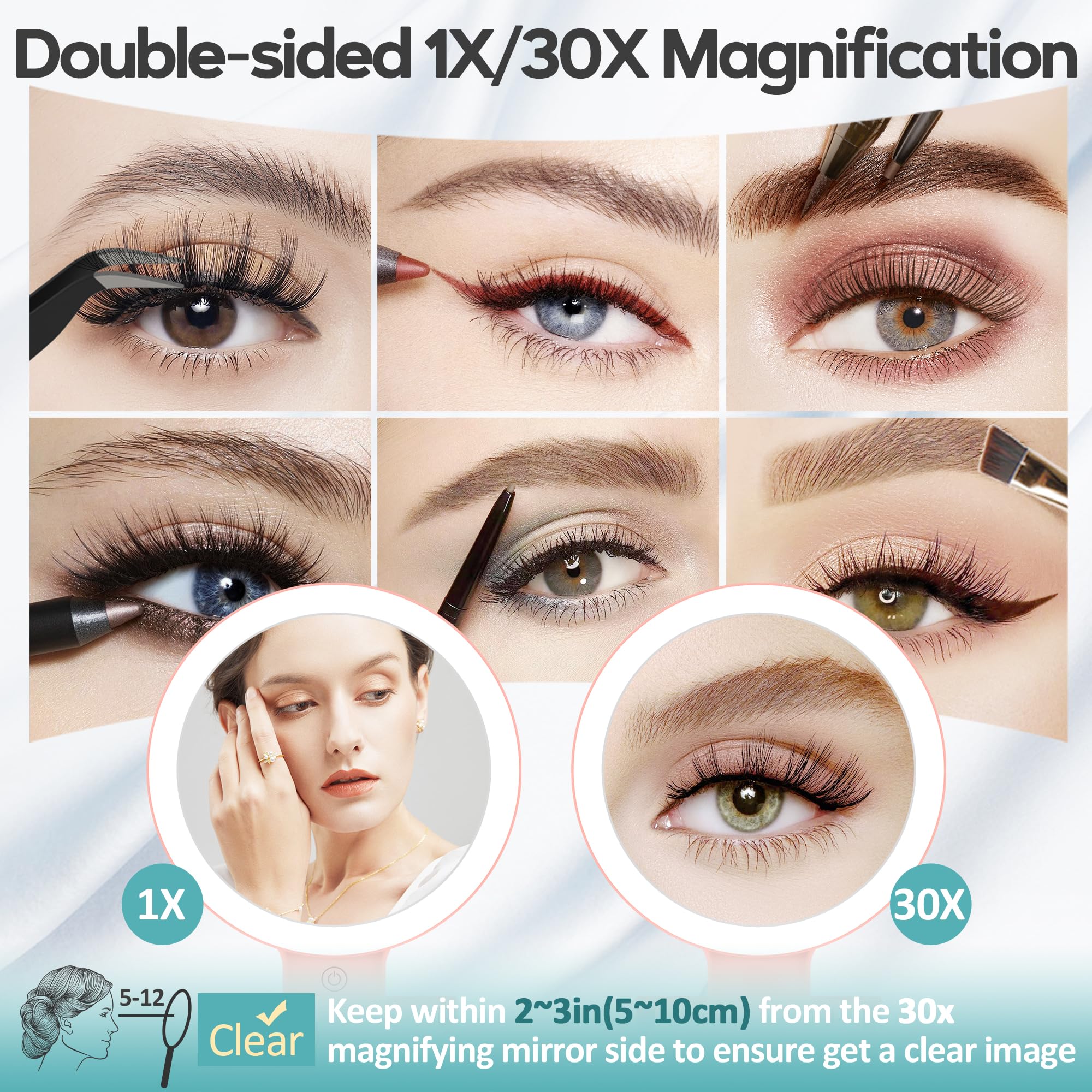 B Beauty Planet Magnifying Mirror with Light 30X, Double-Sided 1X/30X Magnifying - B Beauty Planet Official Product View 4