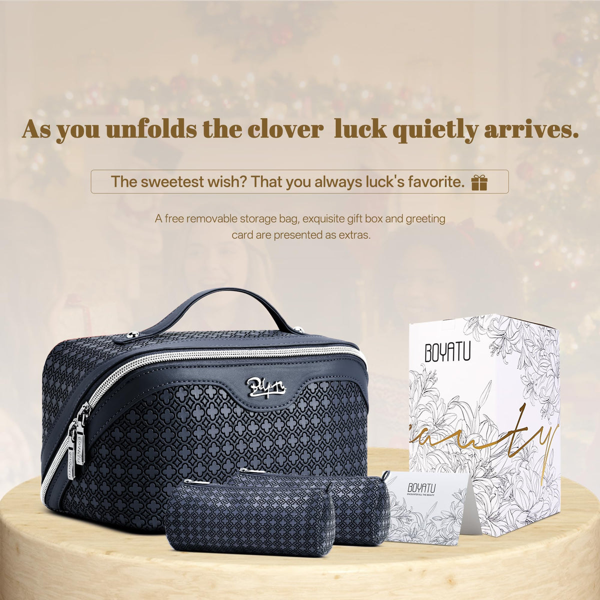 BOYATU Travel Makeup Bag for Women Four Leaf Clover 3 Pcs - BOYATU Official Imagery - 8