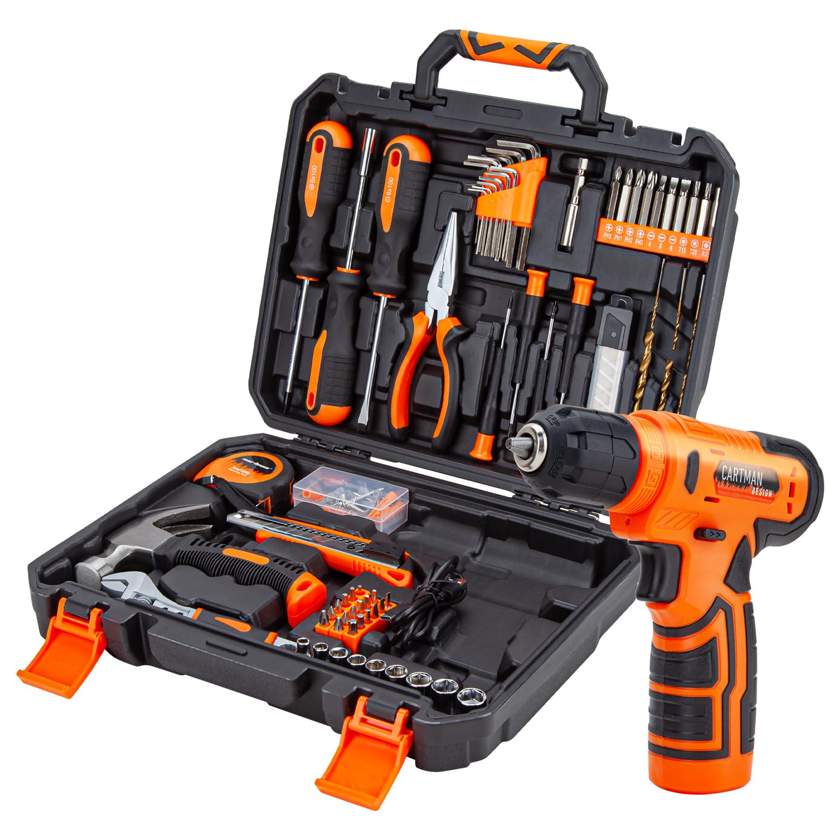 CARTMAN 150PCS 8V Cordless Drill Hand Tool Set Orange - CARTMAN Official Imagery - 2