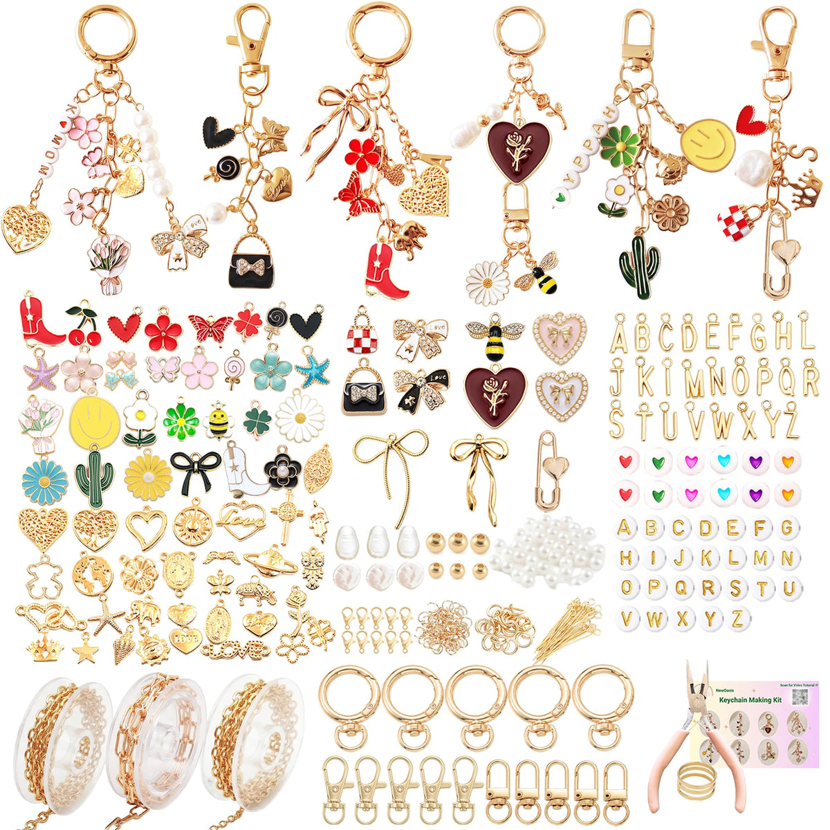 NewOasis 545Pcs Keychain Making Kit Jewelry Making Supplies - NewOasis Official Imagery - 1