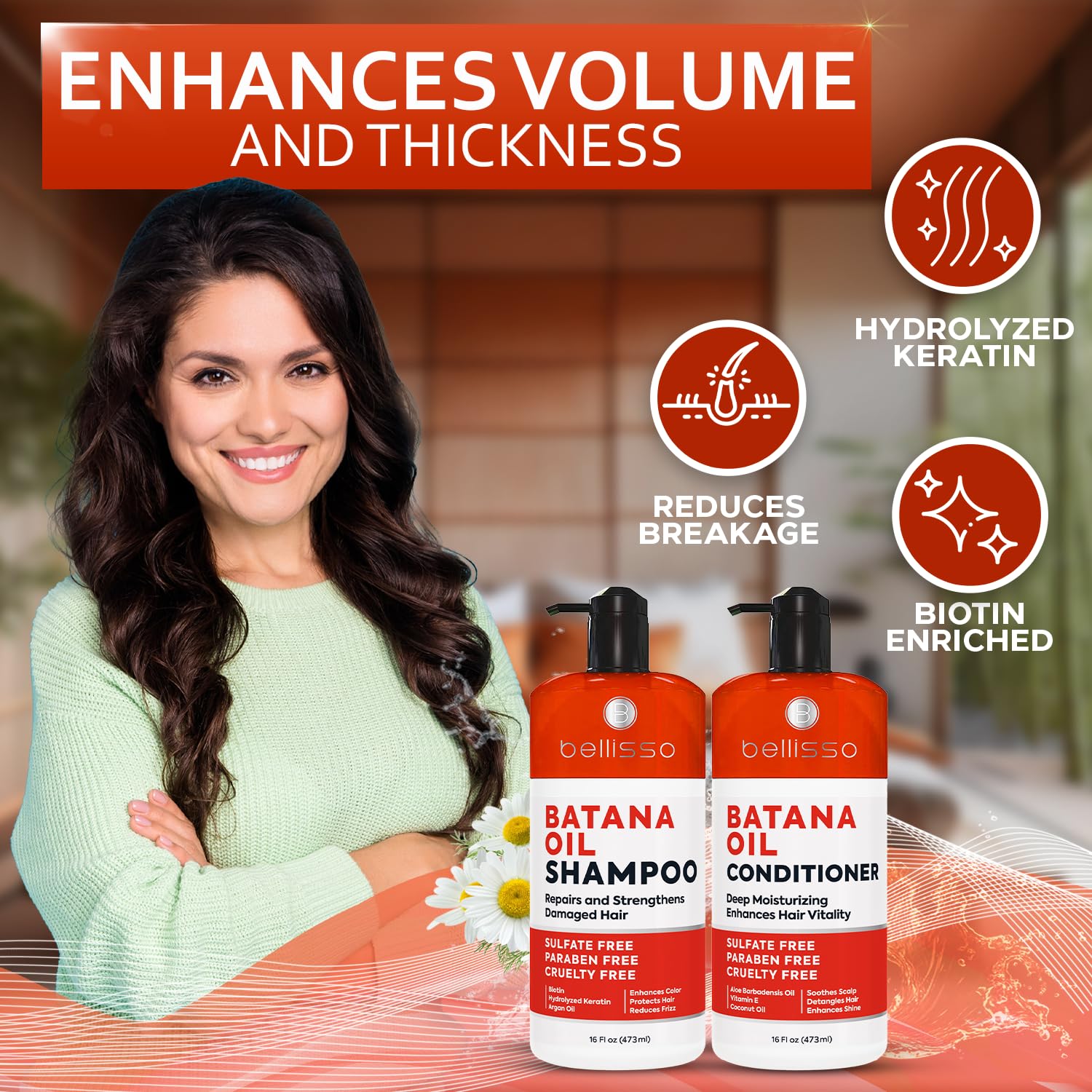 BELLISSO Batana Oil Shampoo and Conditioner Set - Thickening Hair Products and - BELLISSO Official Product View 6
