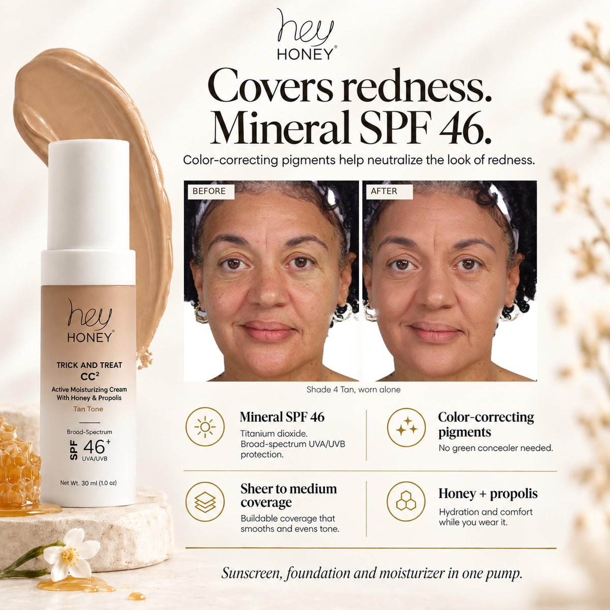 Hey Honey Trick and Treat Moisturizing CC Cream SPF 46 - Hey Honey Official Imagery - 3