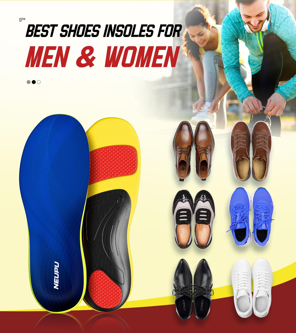 240 lbs Plantar Fasciitis Relief Insoles Men Women High Arch - NEUPU Official Imagery - 5
