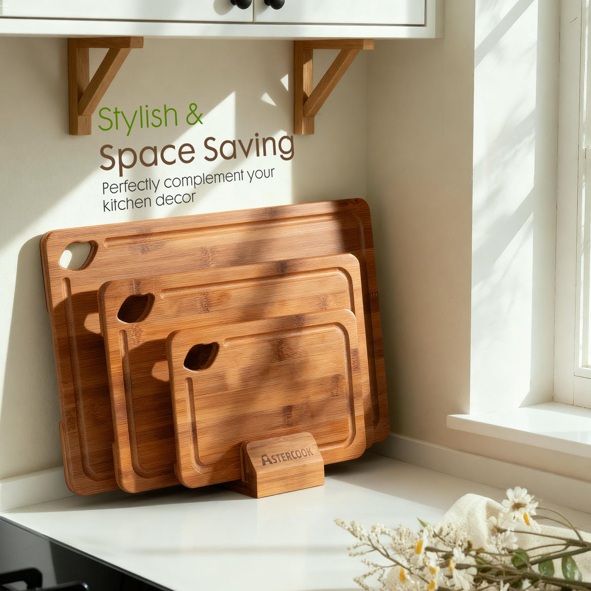 Astercook Deep Carbonized Bamboo Cutting Boards for Kitchen - Astercook Official Imagery - 3