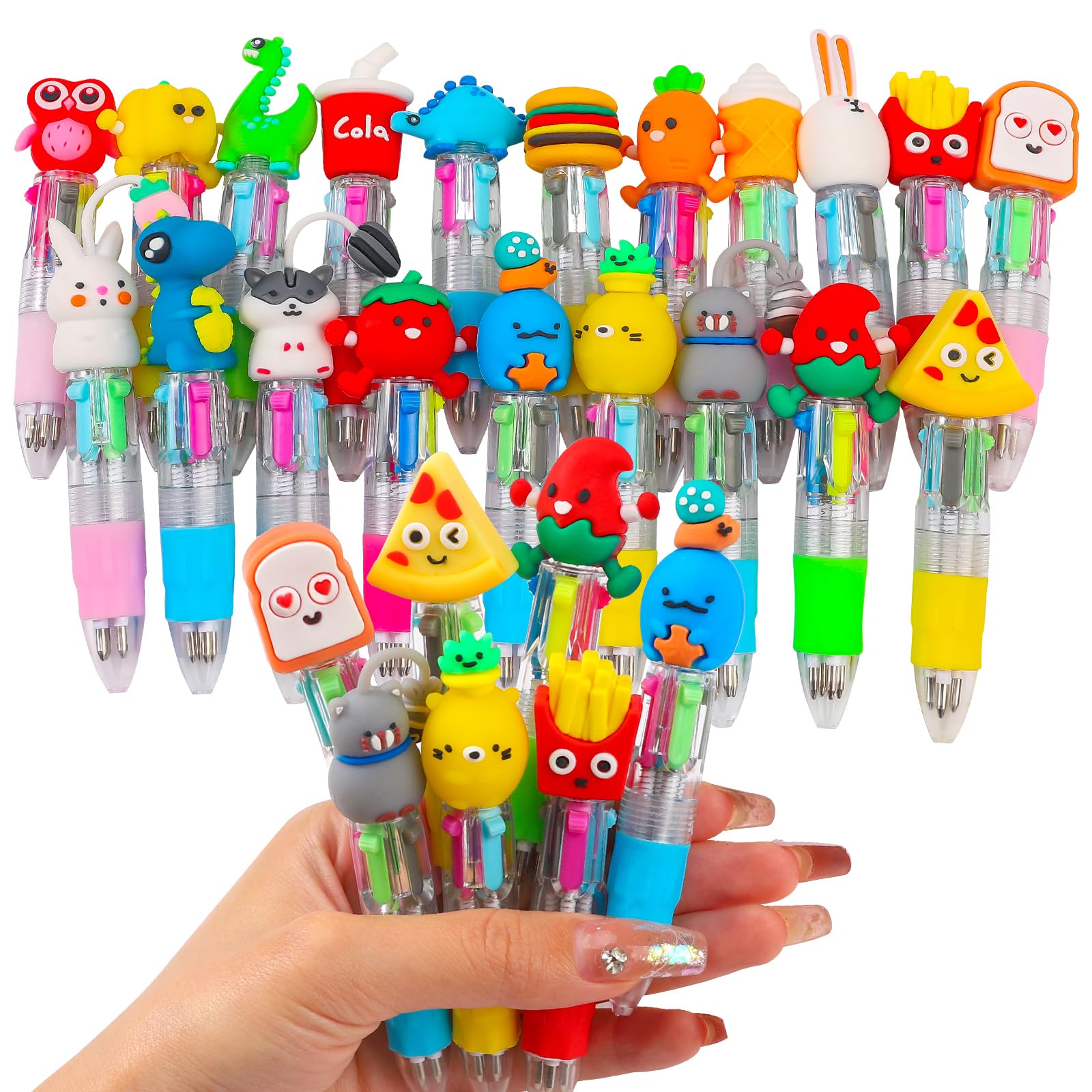 CZWZ 24Pcs Mini Multicolor Pens in One 4-in-1 Cute Pens Bulk for - Product Imagery