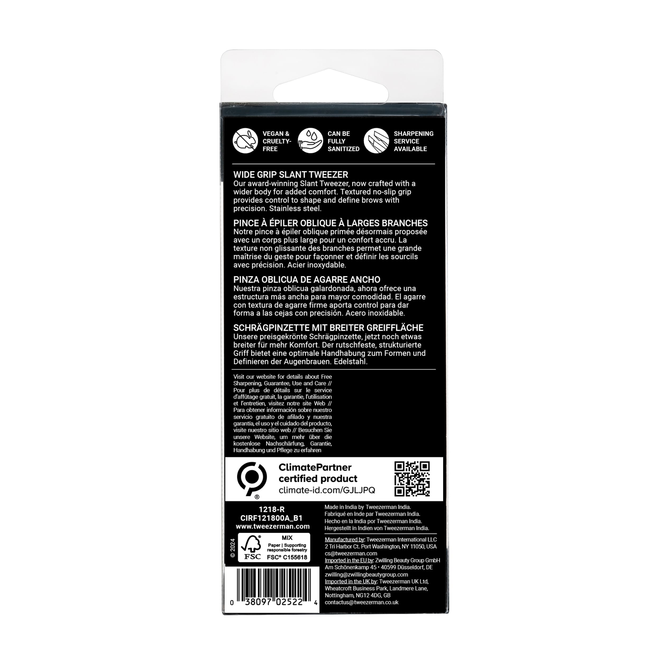 Tweezerman Wide Grip Slant Tweezer Stainless Steel