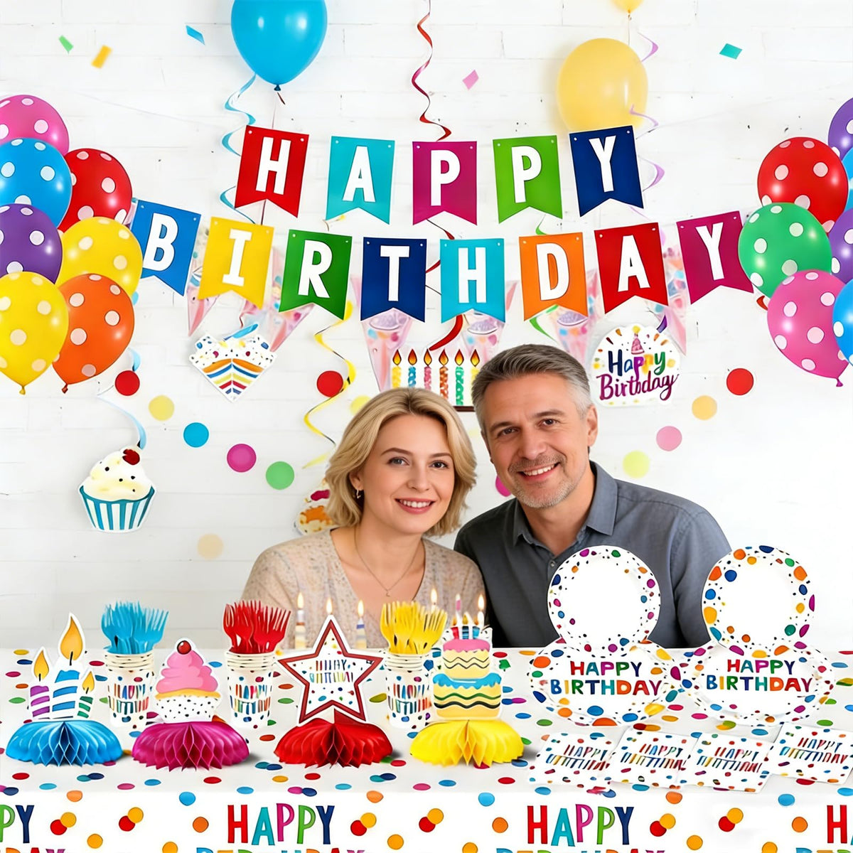 155Pcs Colorful Dots Birthday Party Decorations Party - AHCSMRE Official Imagery - 8
