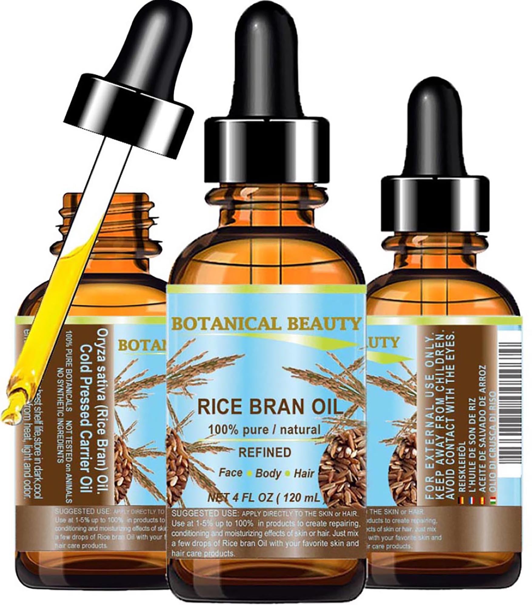 Botanical Beauty RICE BRAN OIL 100% Pure Natural Refined - Botanical Beauty