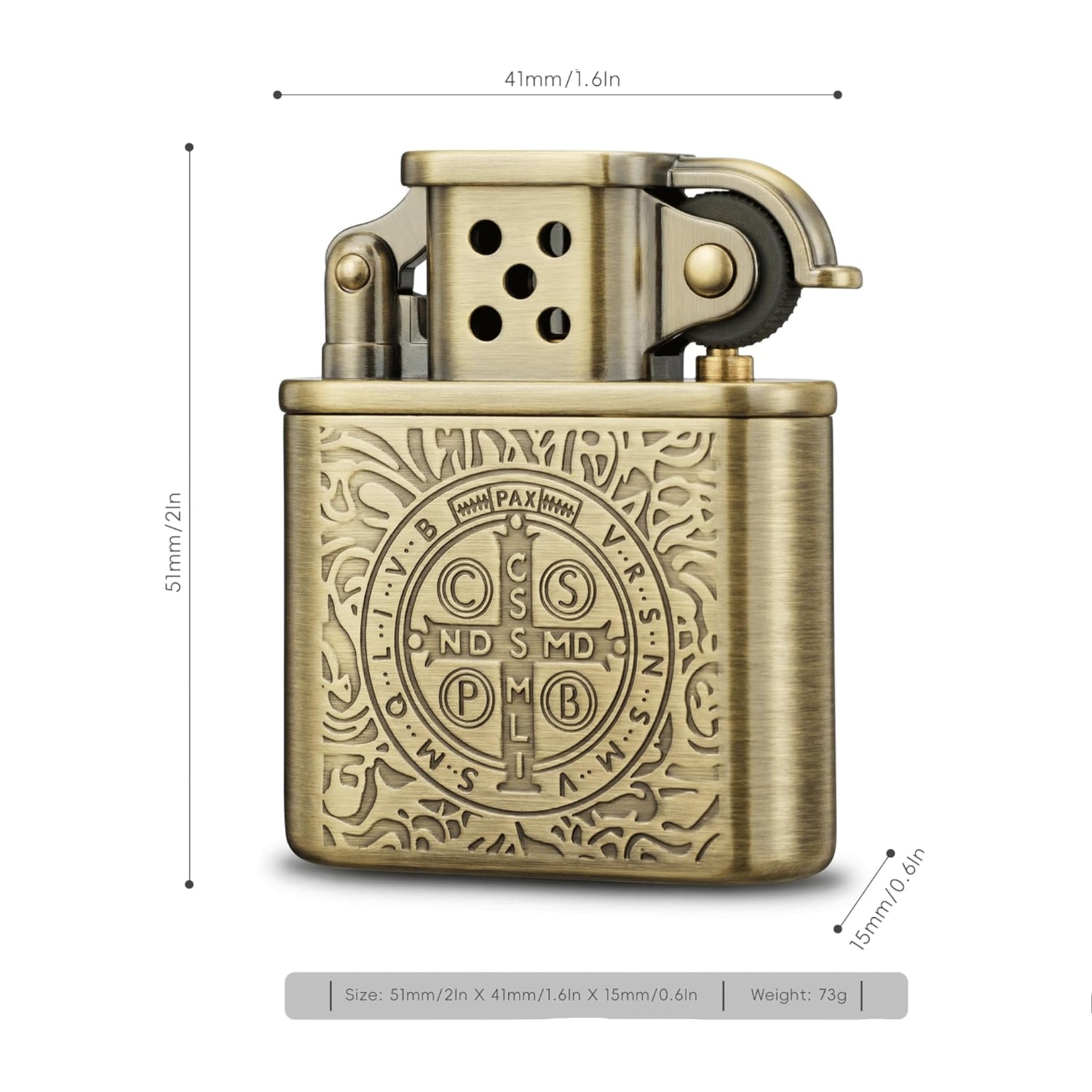 Vintage KUBOY kerosene lighter with solid brass antique style and silicone sealing, featuring a classic design and intricate craftsmanship.