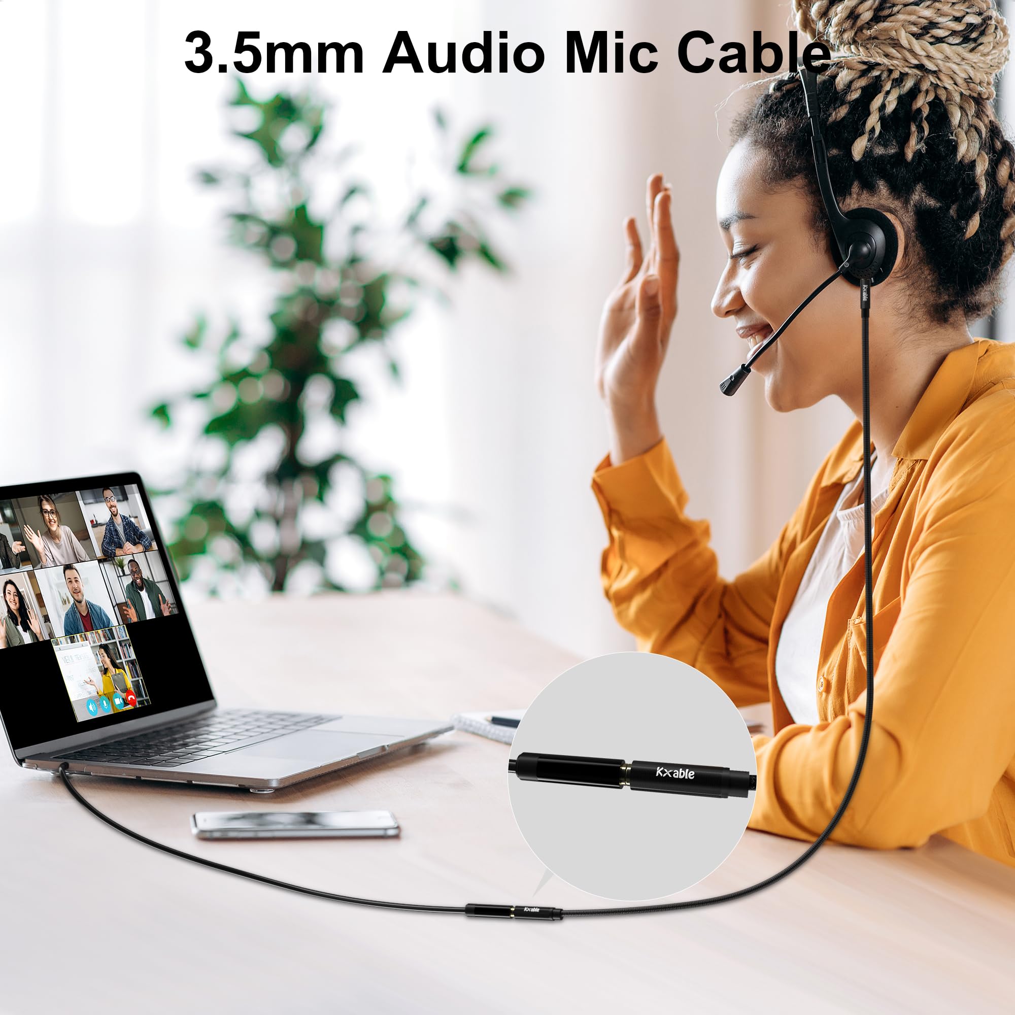 Kxable 3.5mm Headphone Extension Cable 20FT, 4 Pole TRRS 1/8 inch by Kxable - Angle View 6