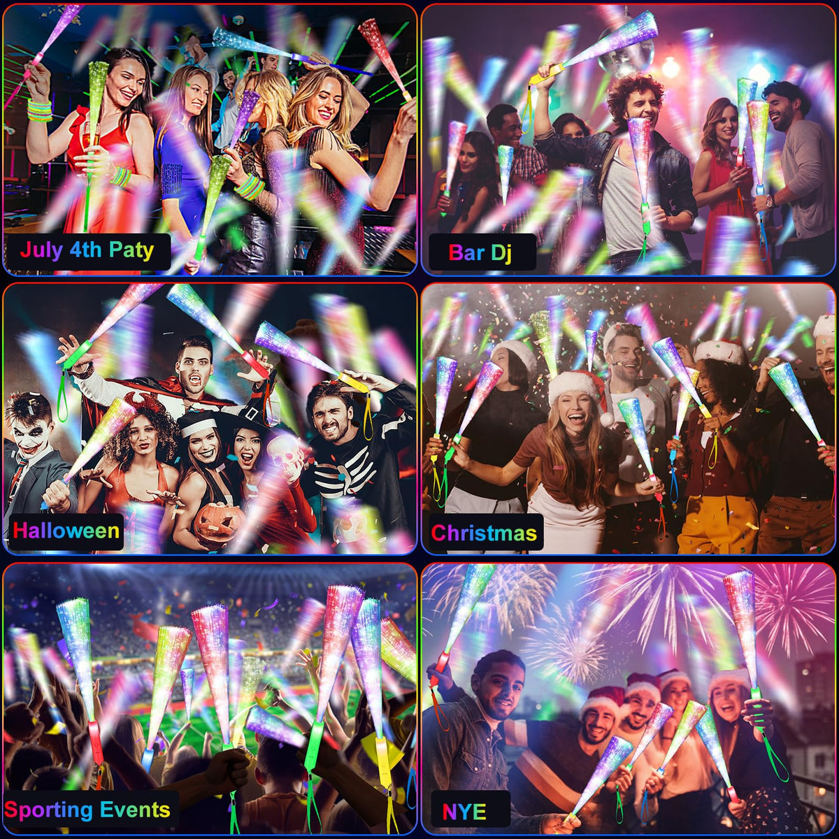 SHQDD 38 PCS Glow Sticks Bulk Glow Fiber Optic Sticks LED - SHQDD Official Imagery - 8
