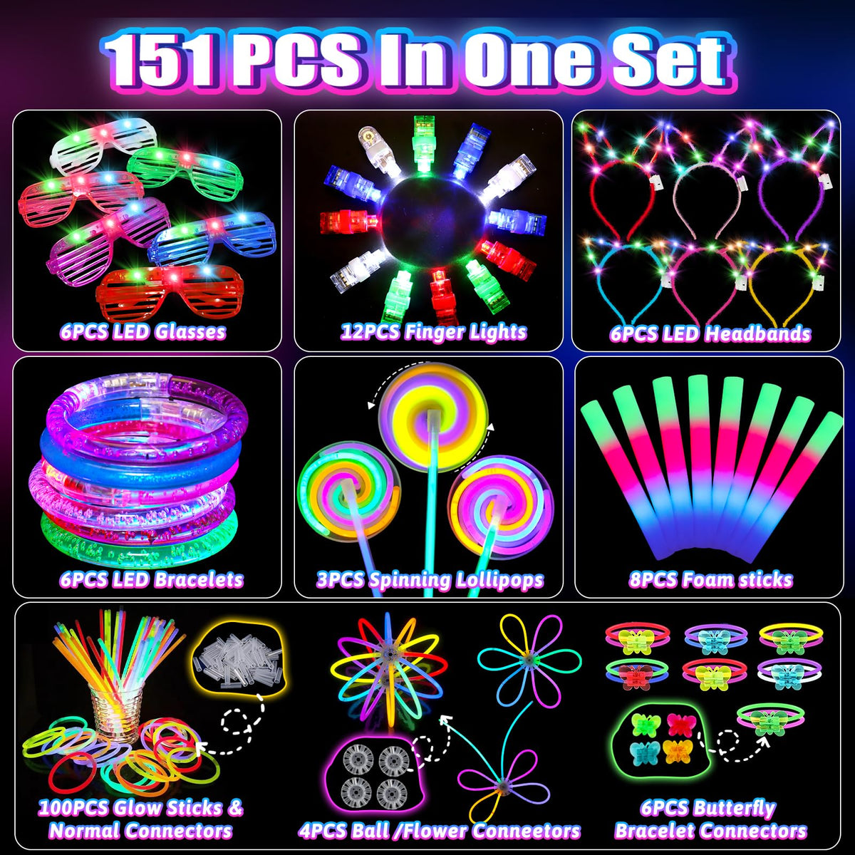 Glow in the Dark Party Supplies for Kids Adults Neon Party - Basytodio Official Imagery - 4