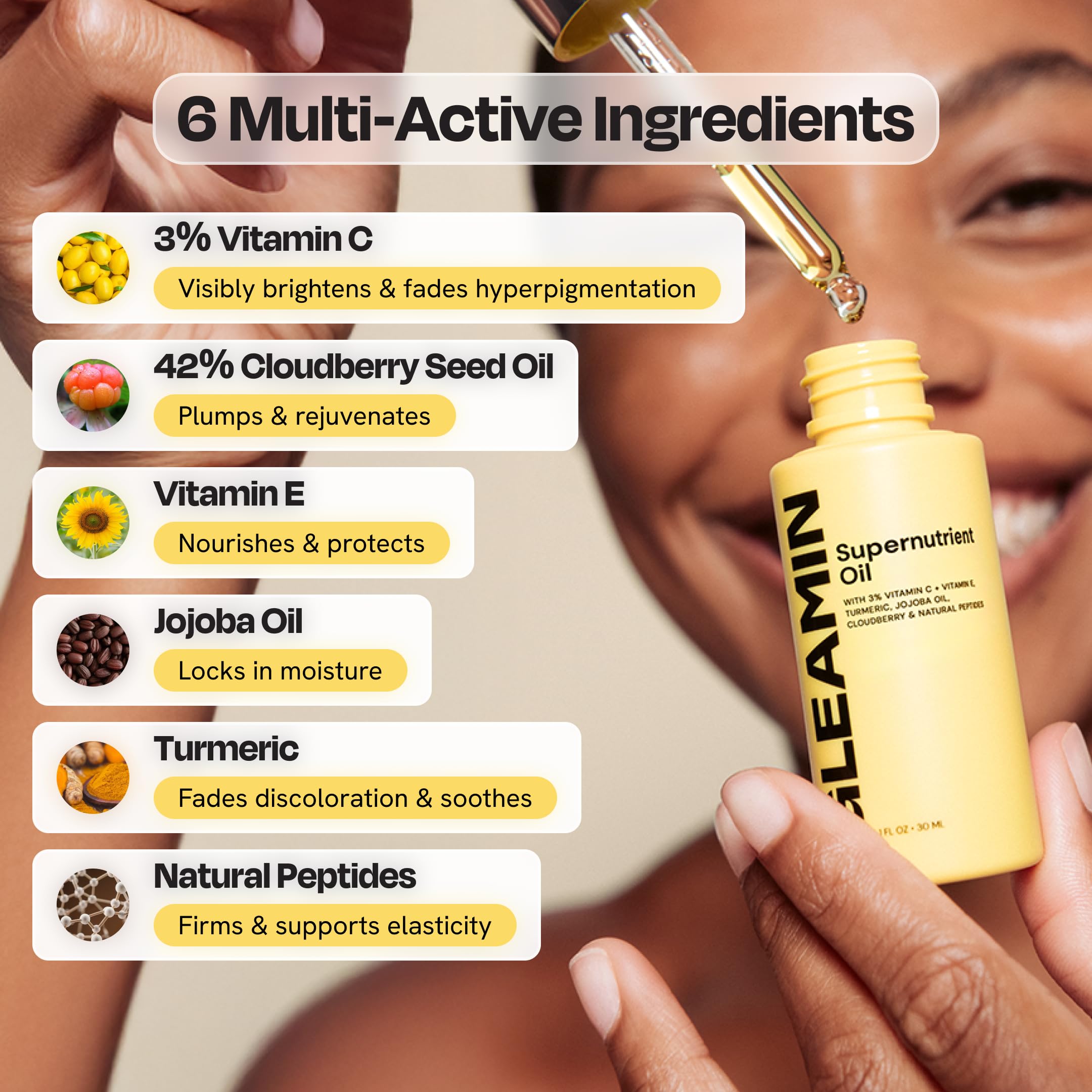 Gleamin Supernutrient Facial Oil 3 Vitamin C with Jojoba Oil - Gleamin Official Imagery - 5