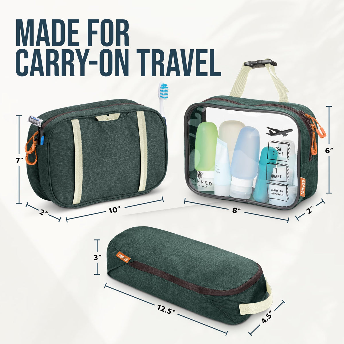 TRIPPED Travel Gear 3 Piece Travel Toiletry Bag Set - TRIPPED Travel Gear Official Imagery - 7