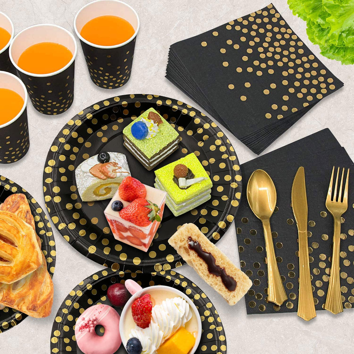 AIRE Black Gold Paper Plates Set 175PCS Disposable - AIRE Official Imagery - 5