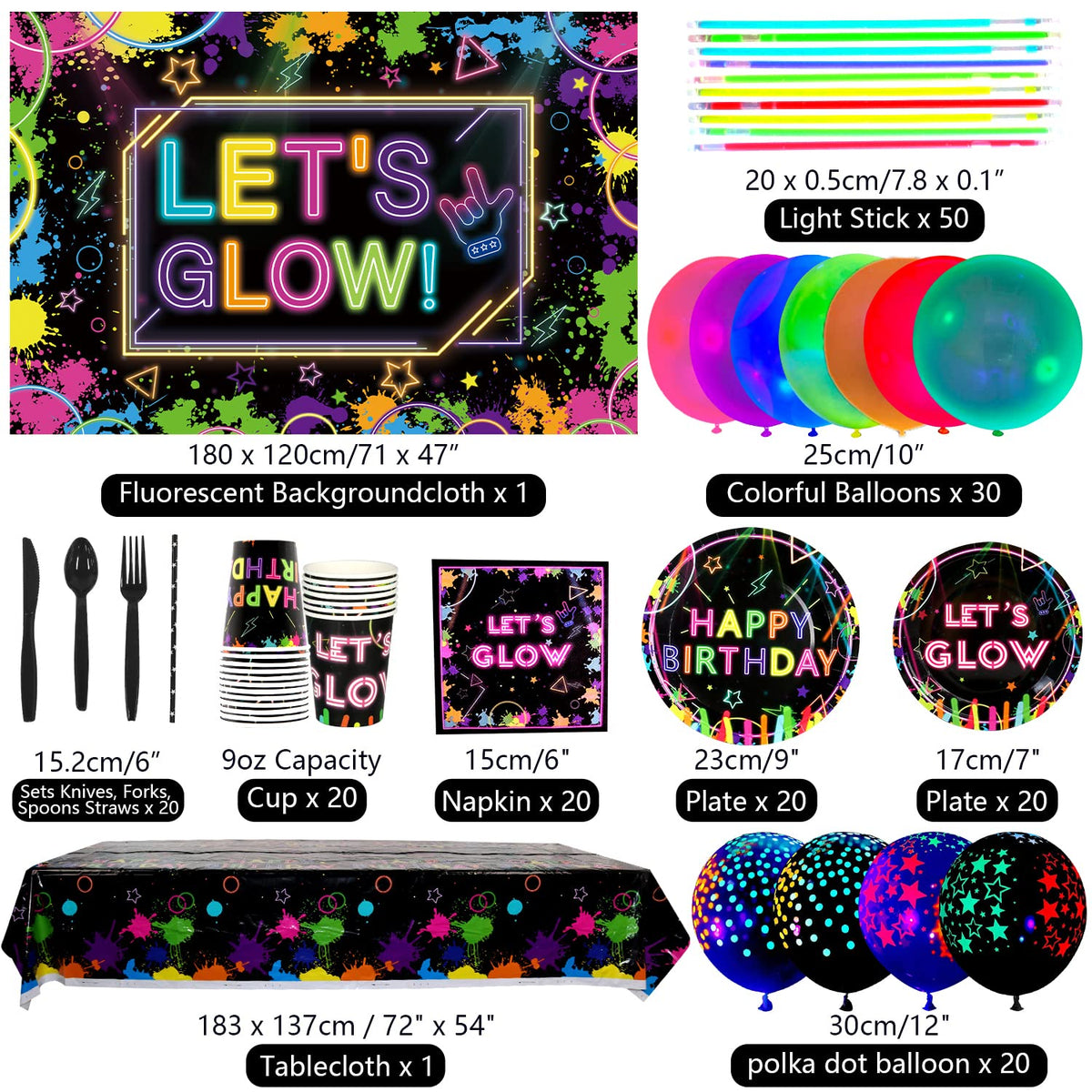 Glow Neon Party Supplies - Ywediim Official Imagery - 3