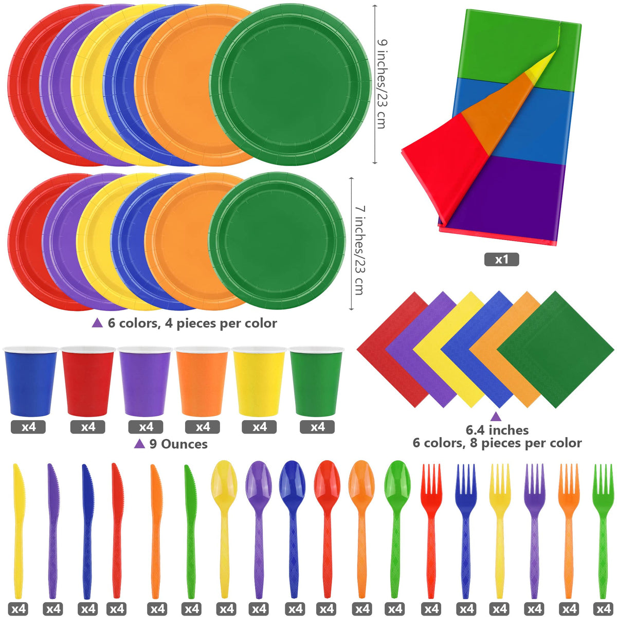 Ruisita 193 Pieces Rainbow Party Supplies Include Disposable - Ruisita Official Imagery - 3